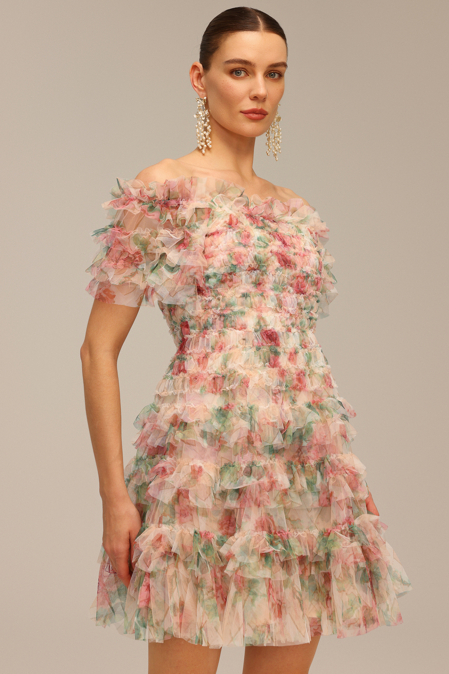 Hakula Off-The-Shoulder Flounce Mini Dress