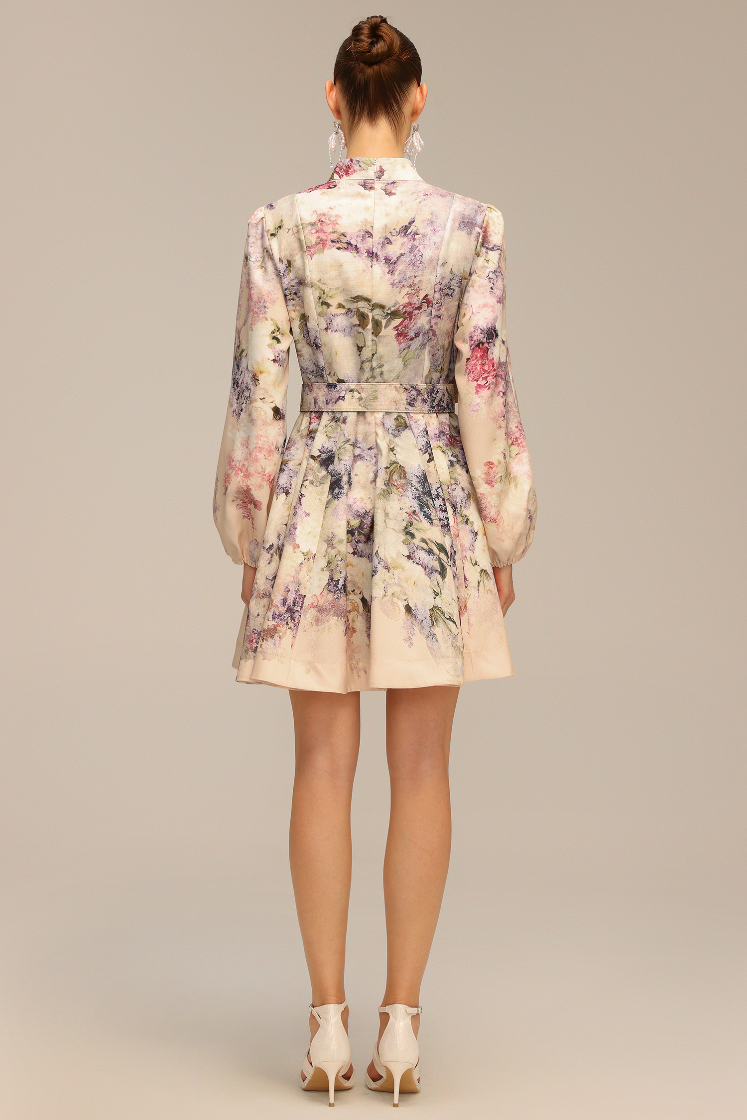 Patti Long Sleeve Floral Printed Mini Dress