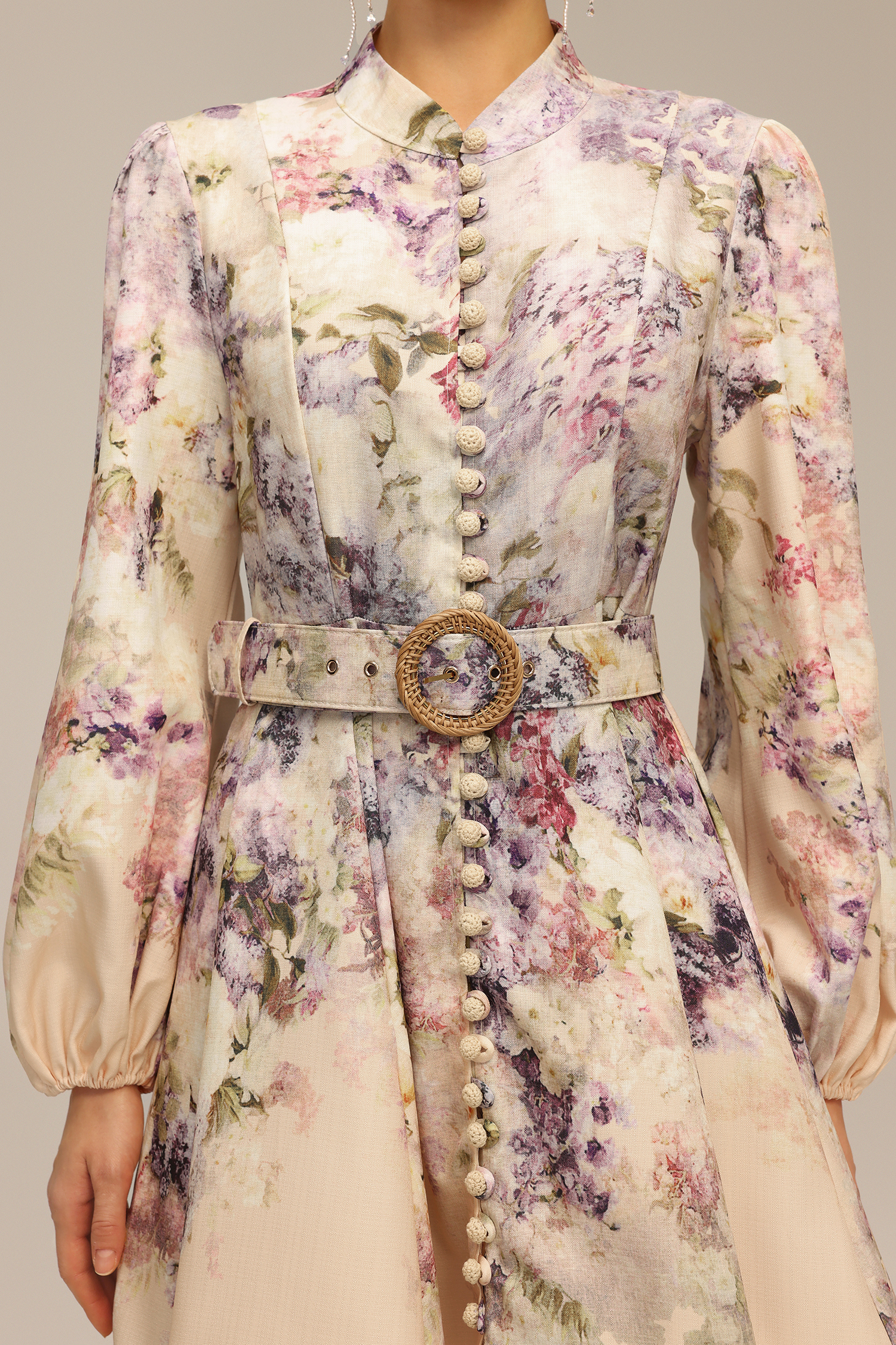 Patti Long Sleeve Floral Printed Mini Dress