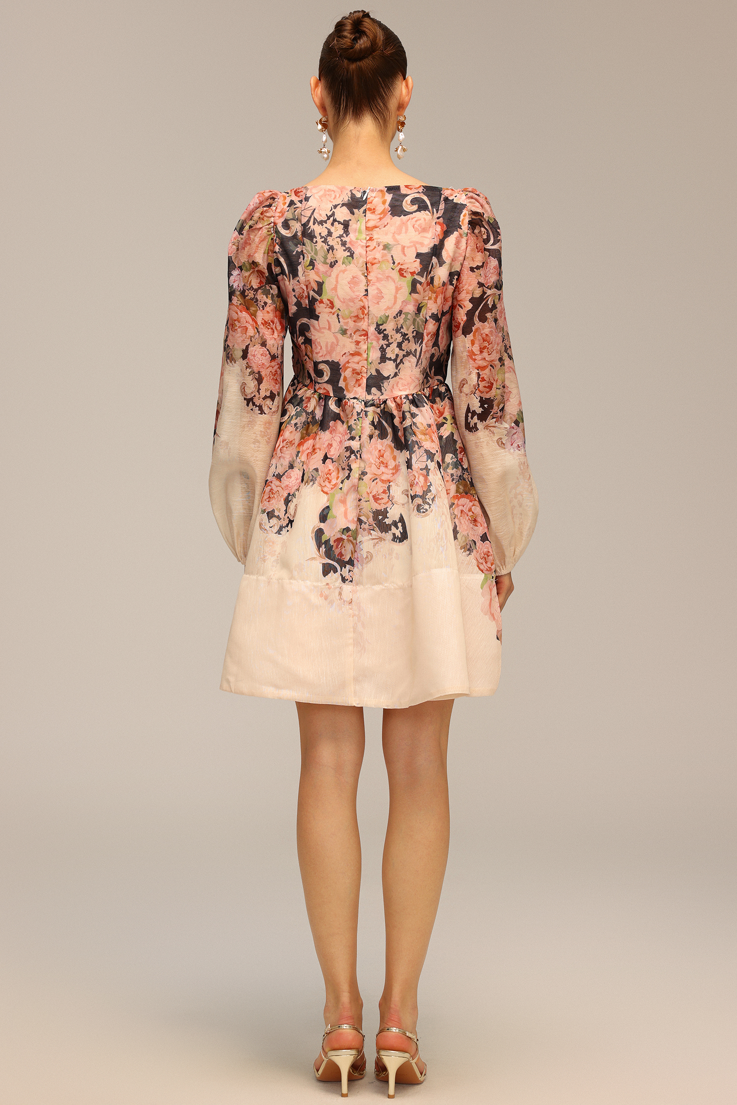 Madison Long Sleeve Floral Printed Mini Dress
