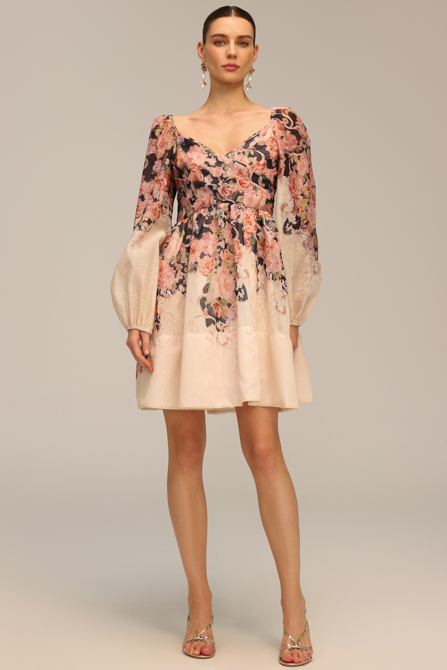 Madison Long Sleeve Floral Printed Mini Dress