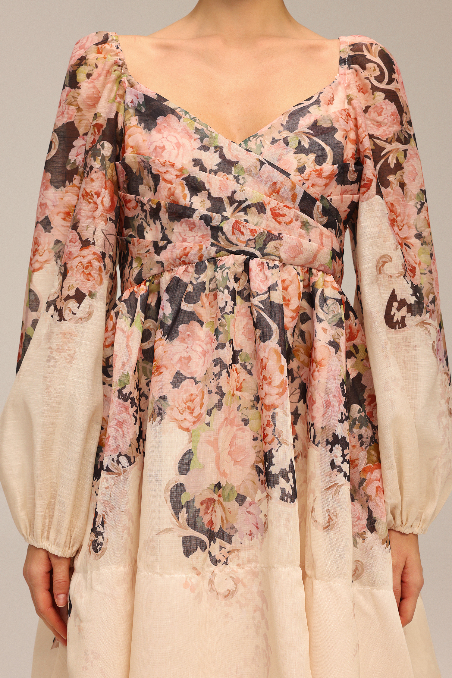 Madison Long Sleeve Floral Printed Mini Dress