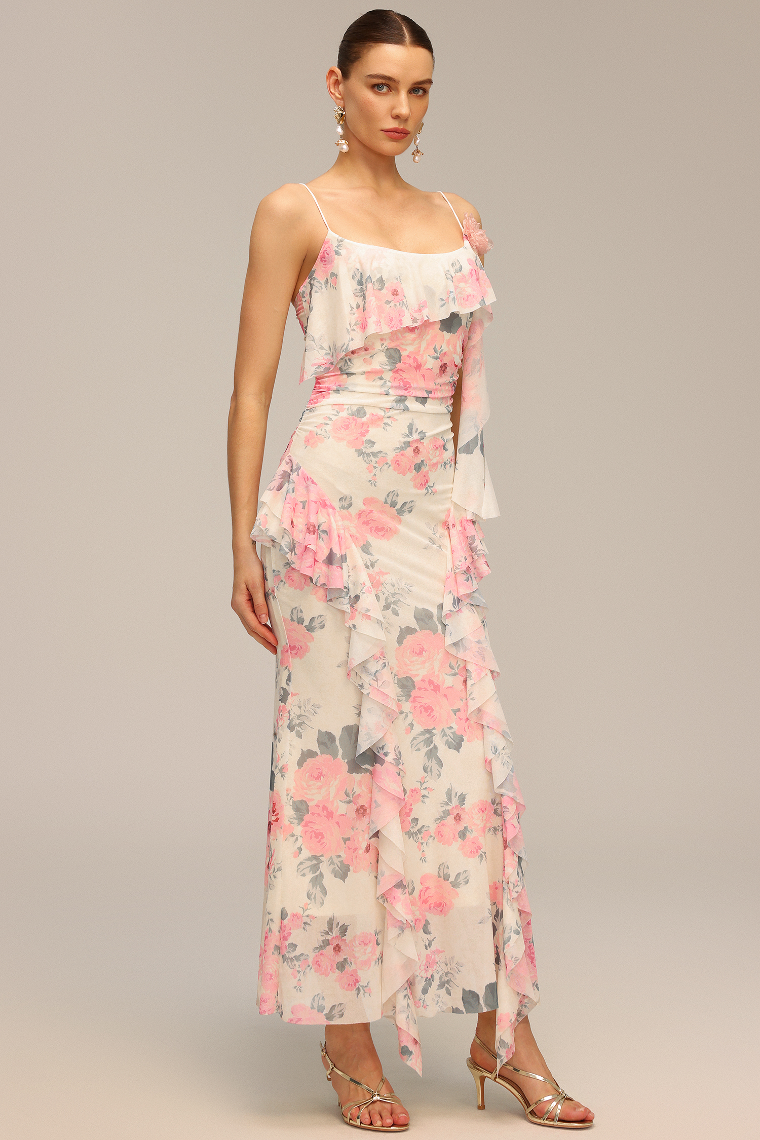 Noor Halter Printed Flowers Maxi Dress