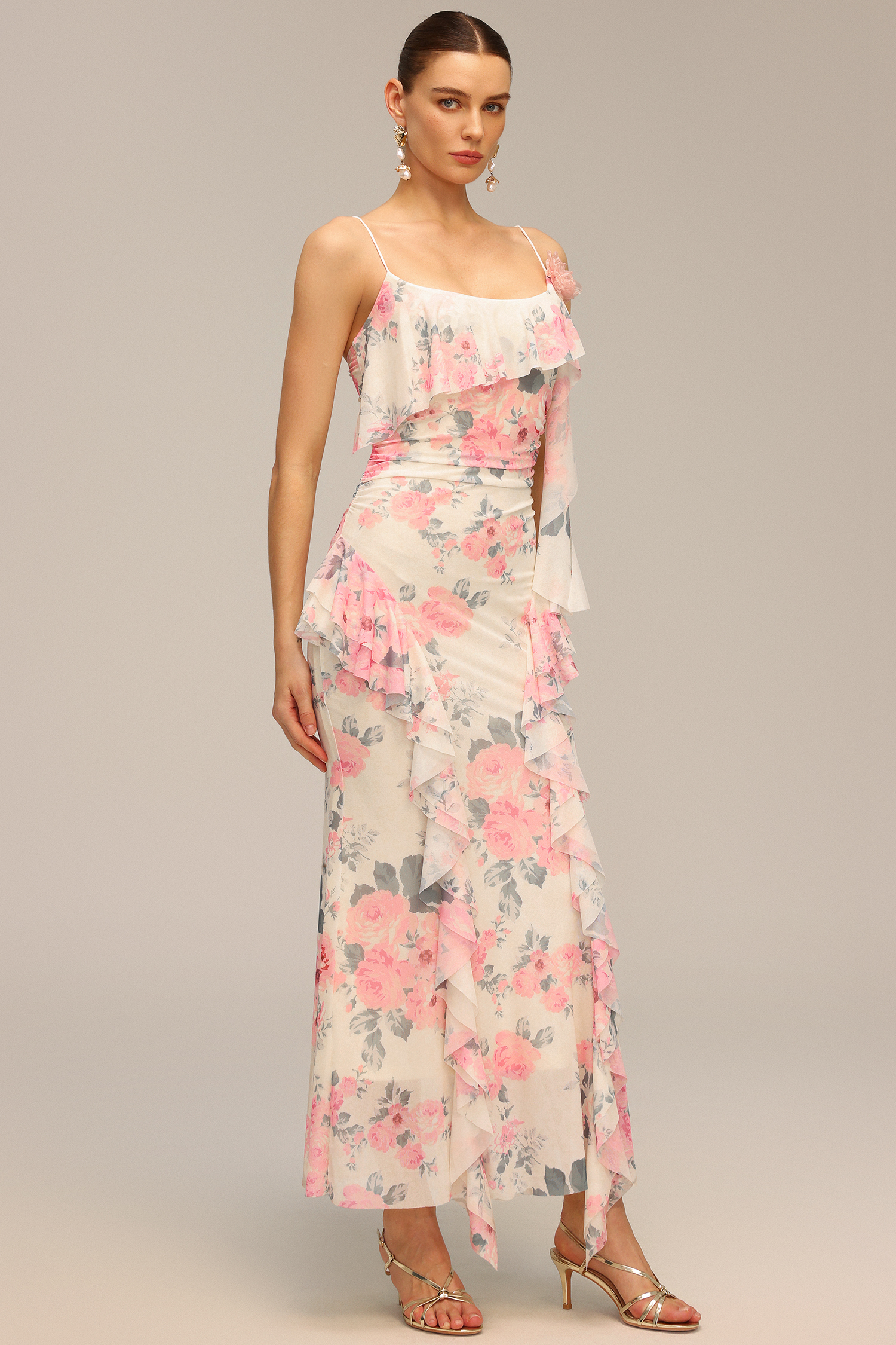 Noor Halter Printed Flowers Maxi Dress