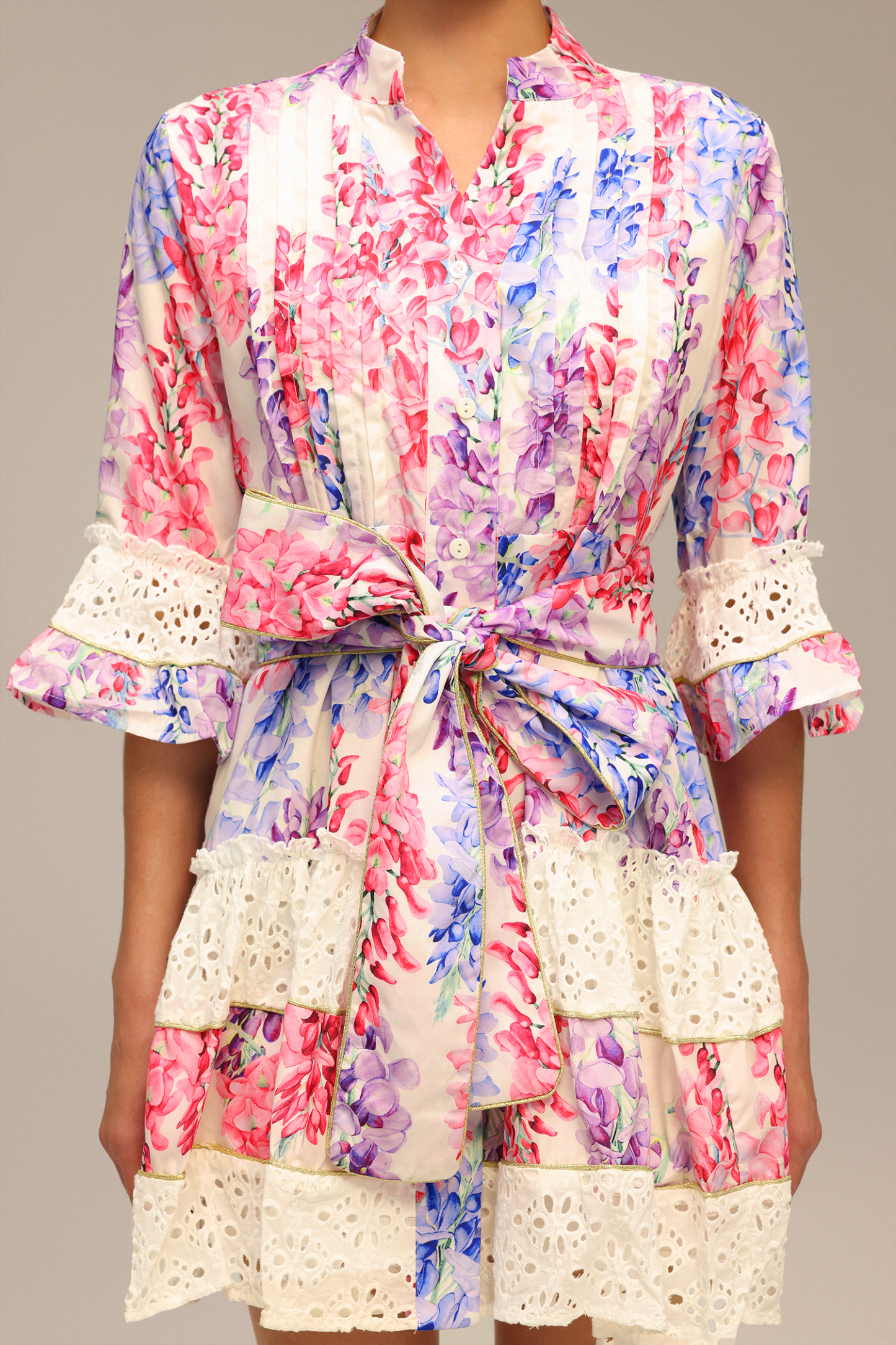 Zohara Lace Floral Printed Mini Dress