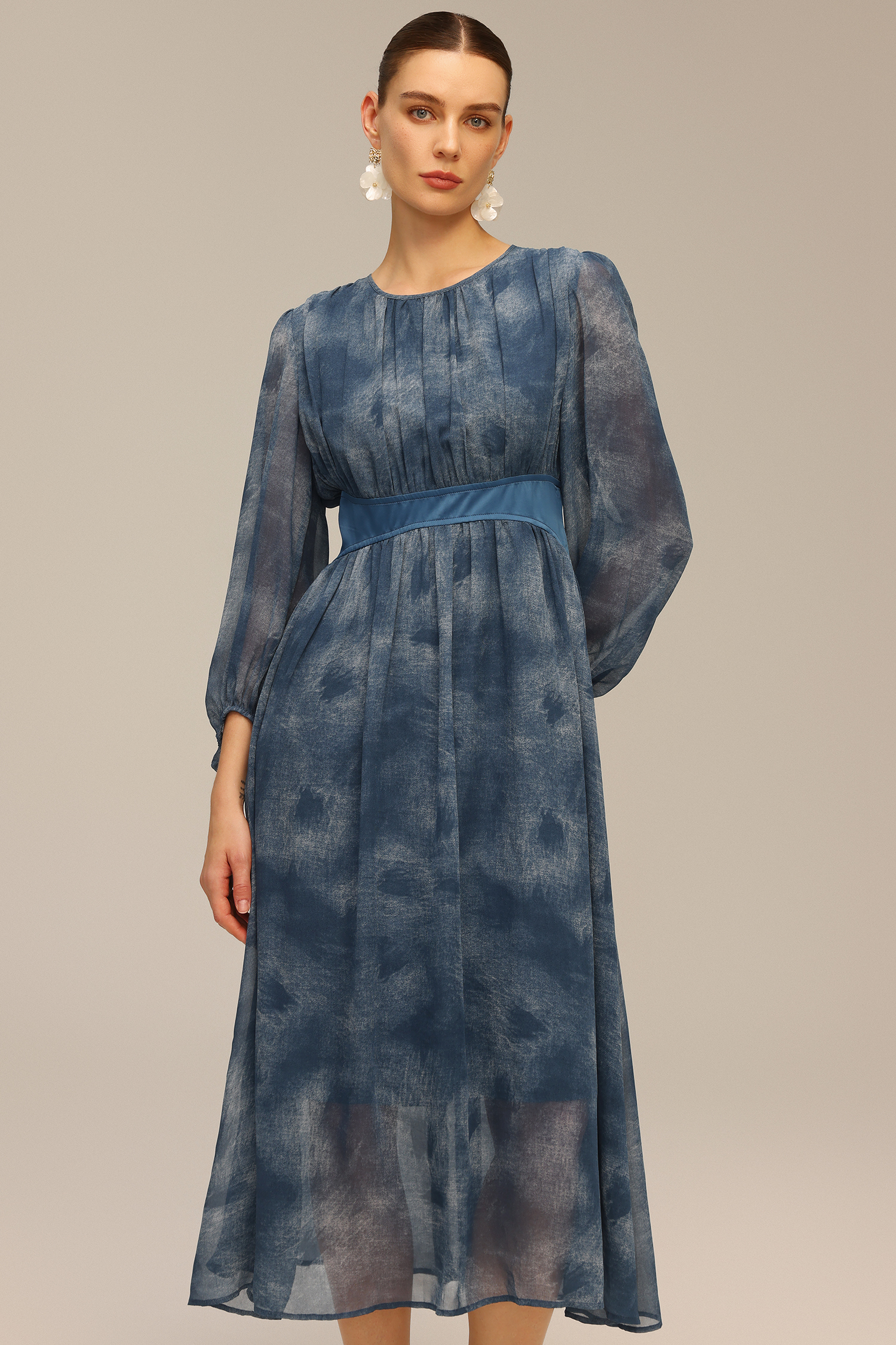 Uabeza Print Long Sleeve Maxi Dress