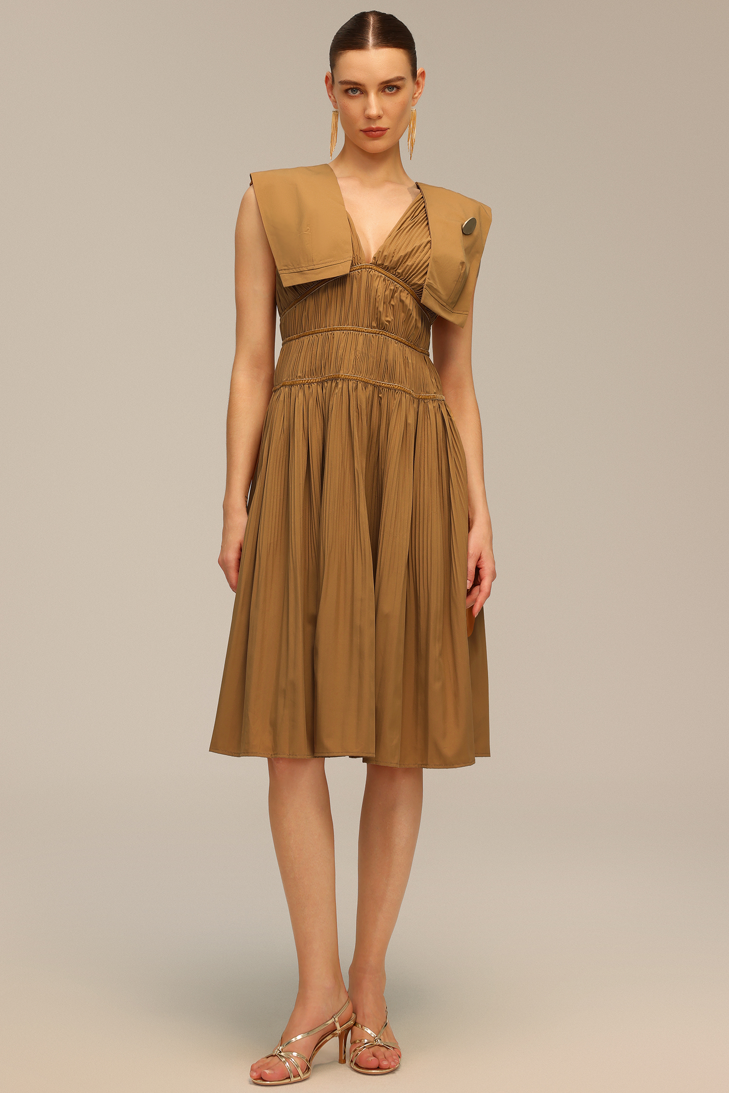 Tiza V-Neck Sleeveless Midi Dress