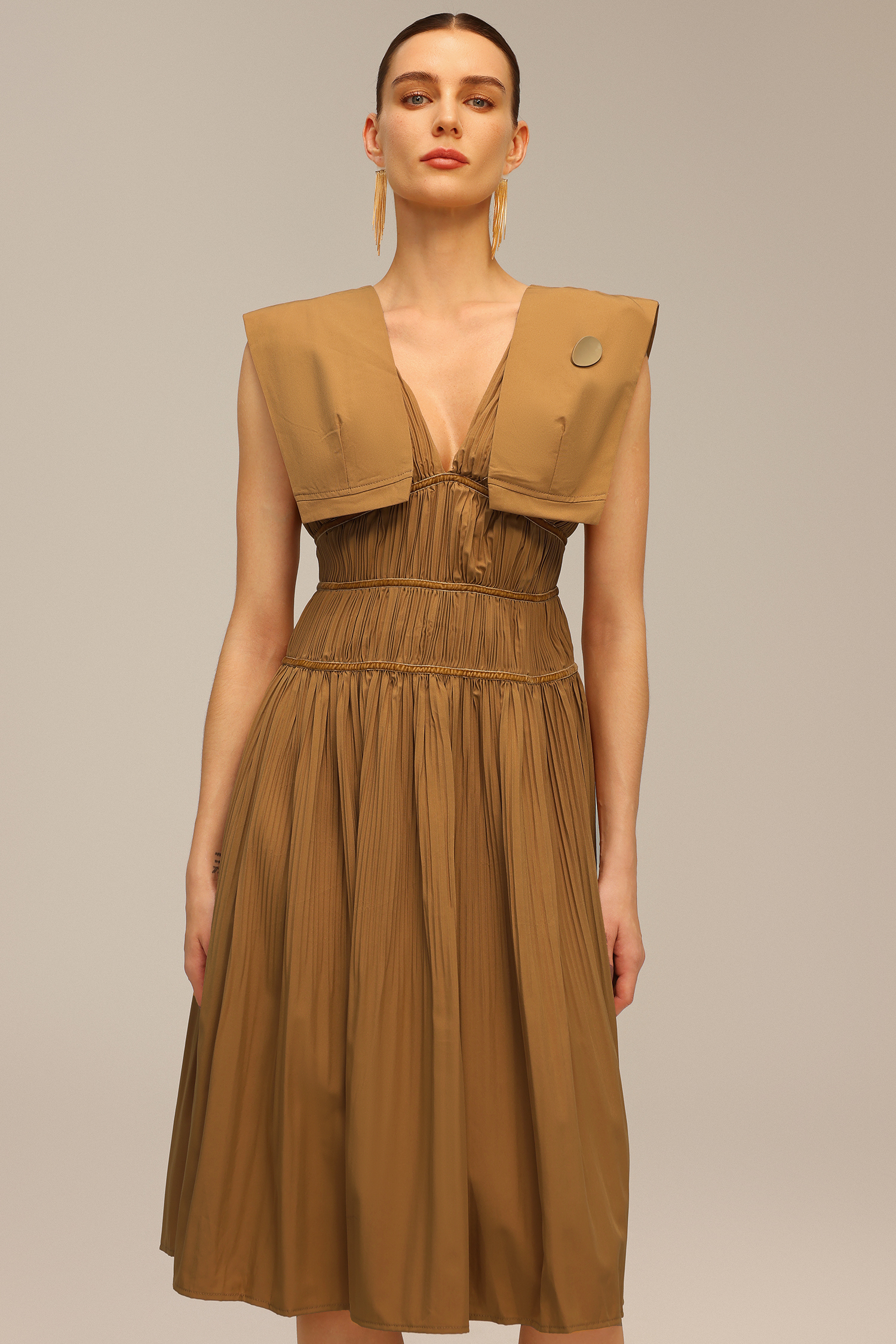 Tiza V-Neck Sleeveless Midi Dress