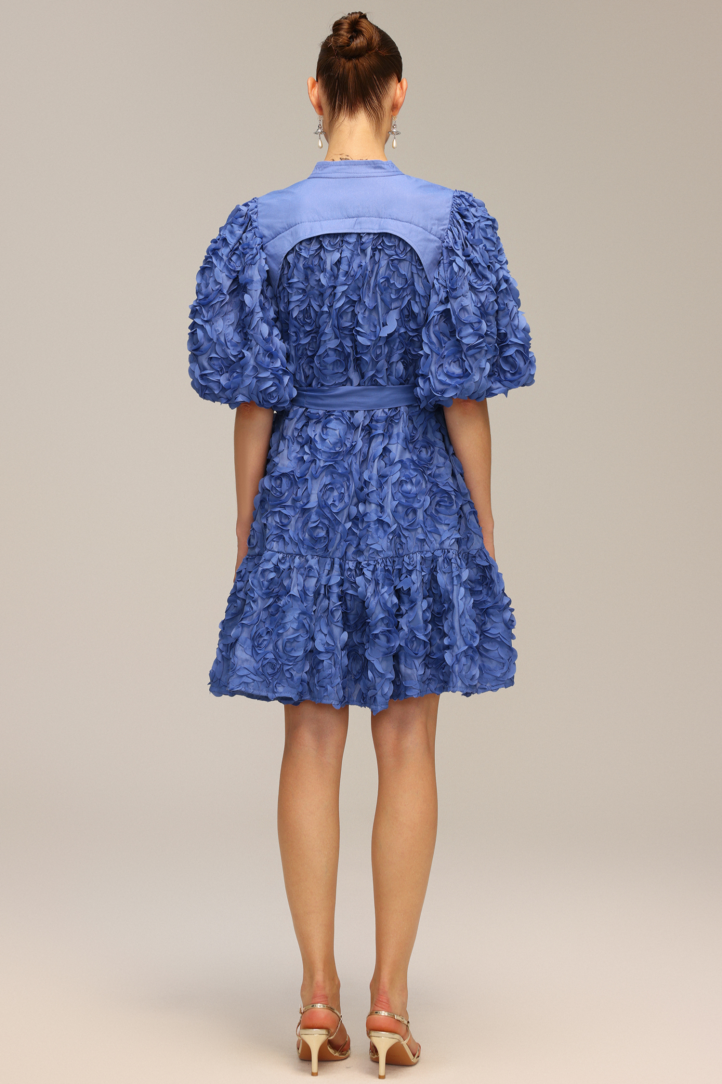 Nellie Flowers Puff Sleeves Mini Dress