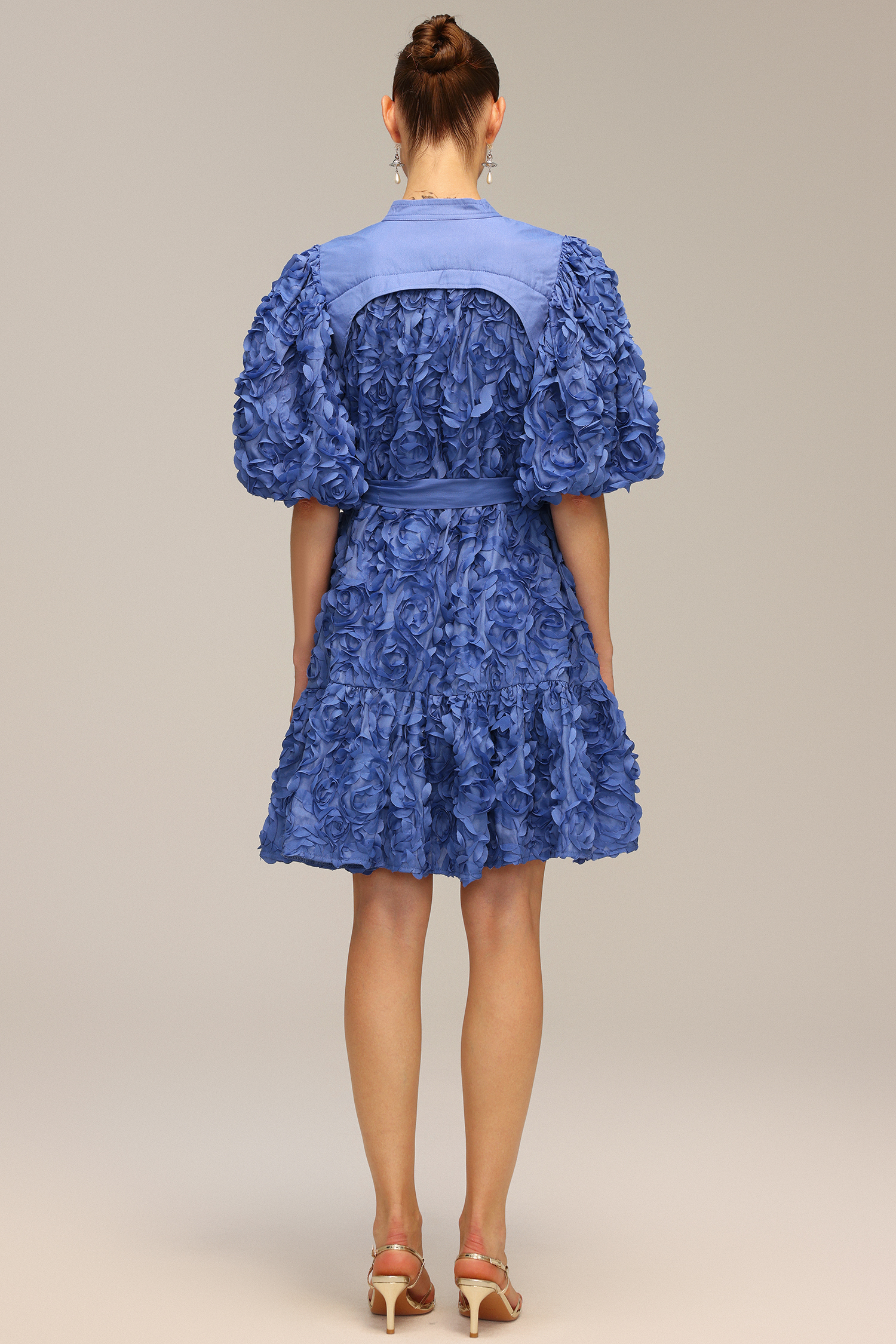 Nellie Flowers Puff Sleeves Mini Dress