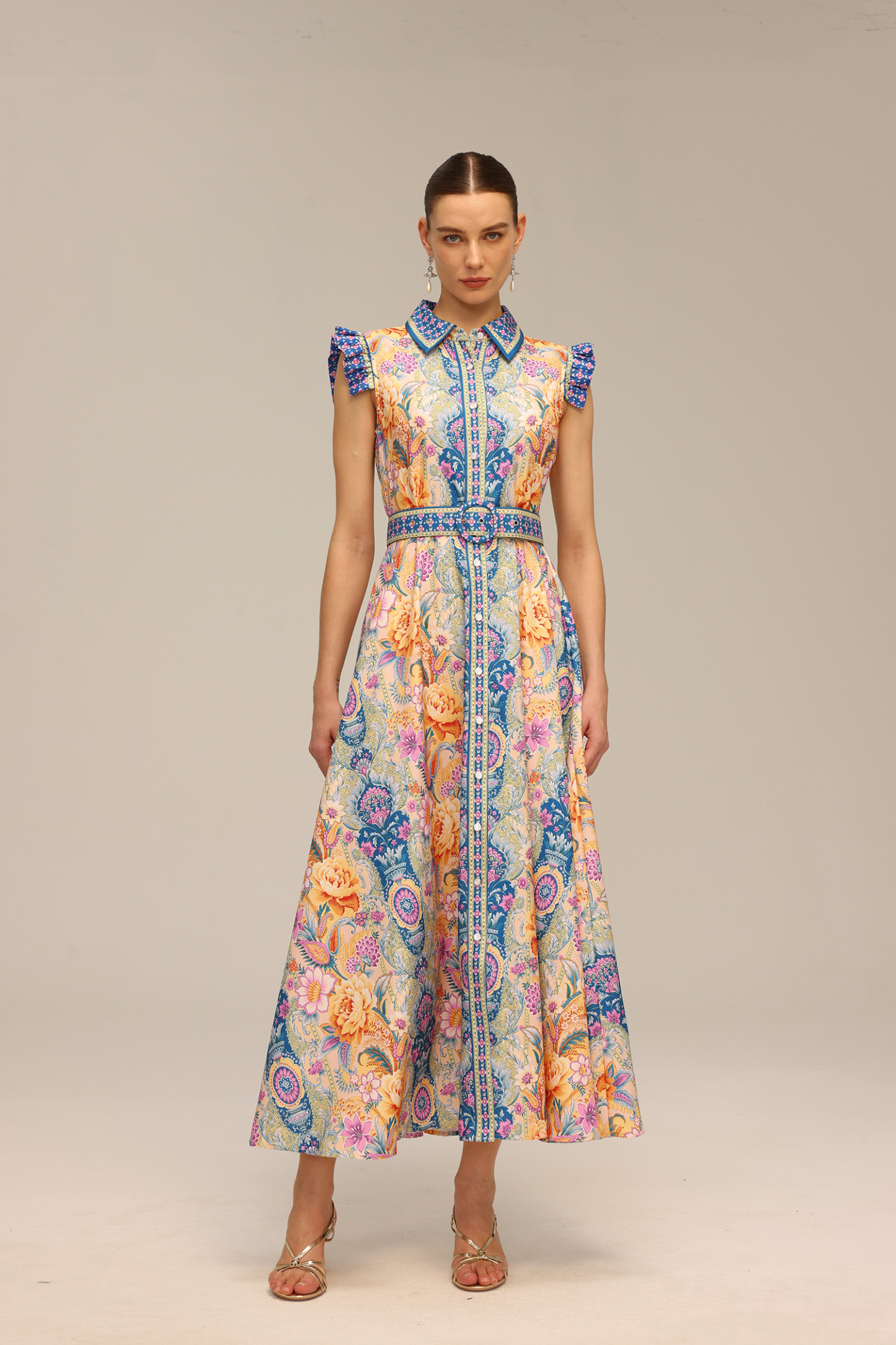 Naida Floral Printed Sleeveless Maxi Dress