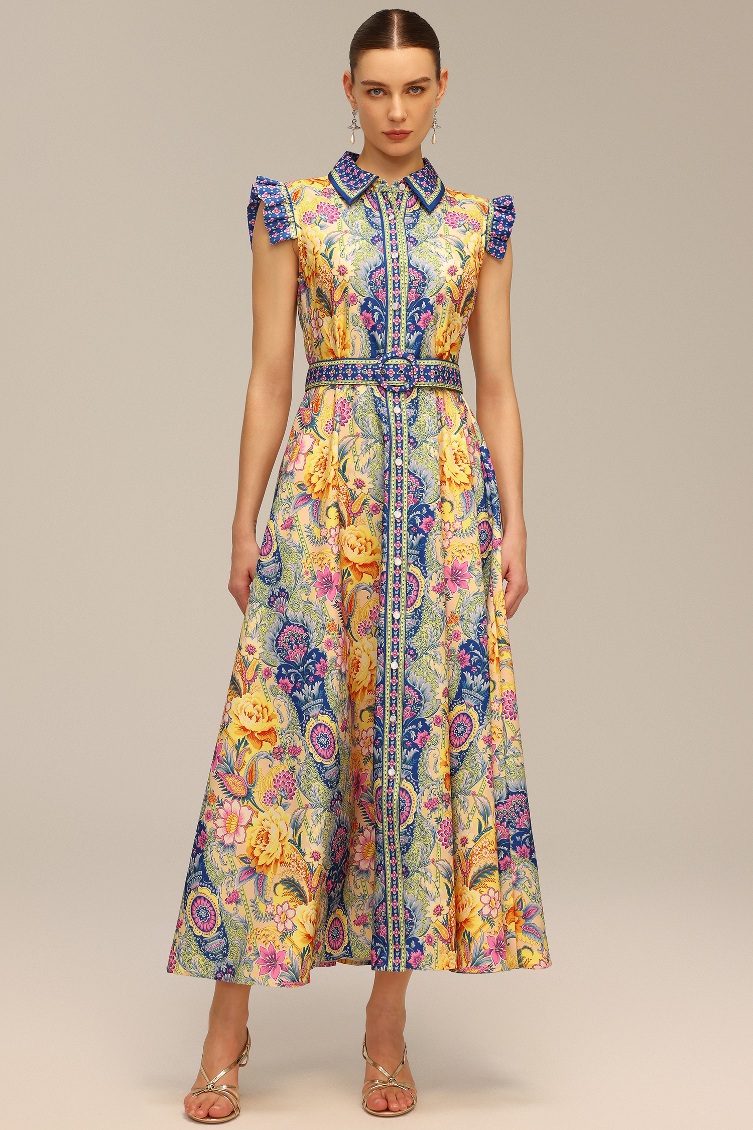 Naida Floral Printed Sleeveless Maxi Dress