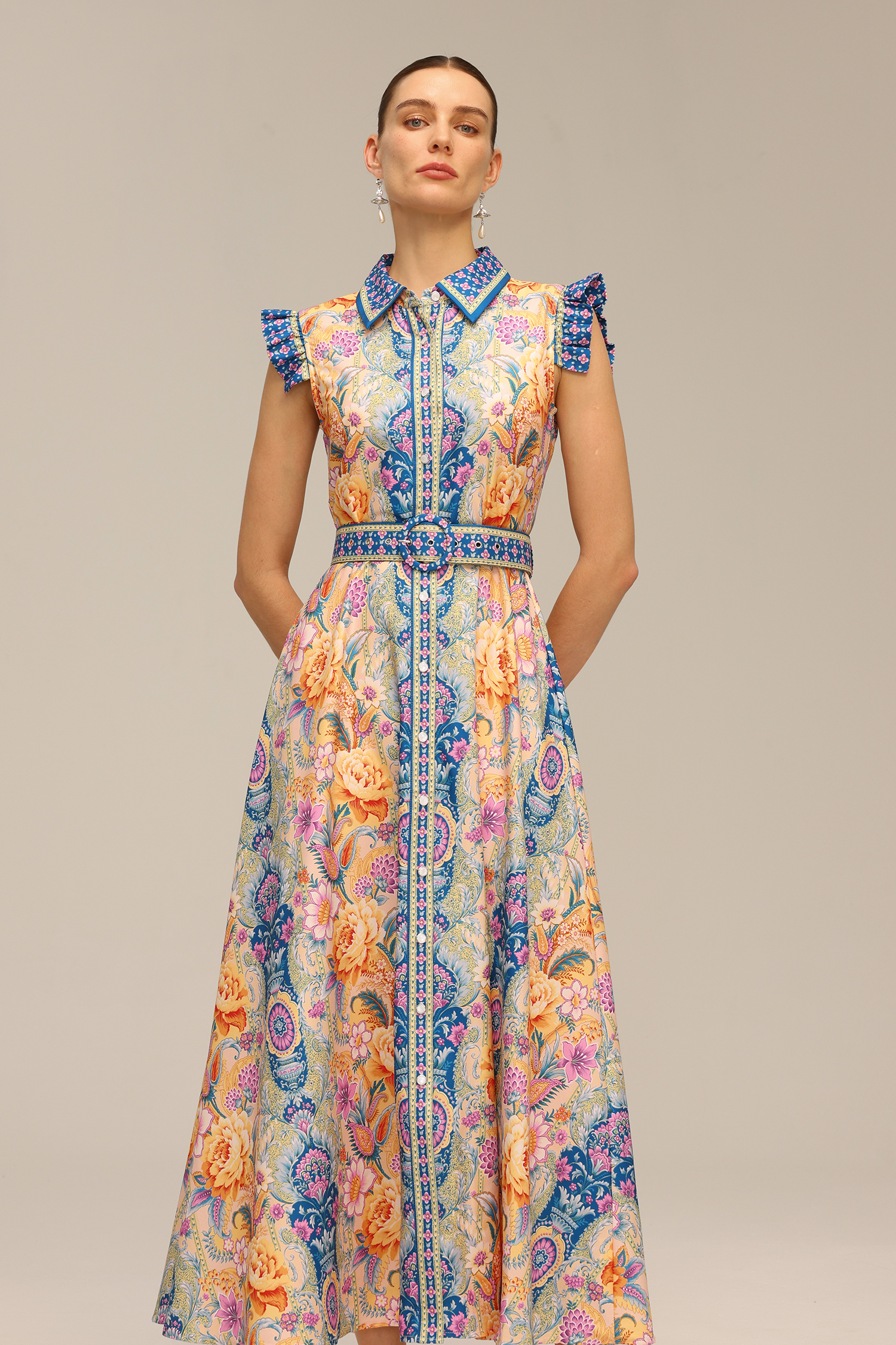 その他 kc-design Naida Floral Printed Sleeveless Maxi Dress – Bellabarnett