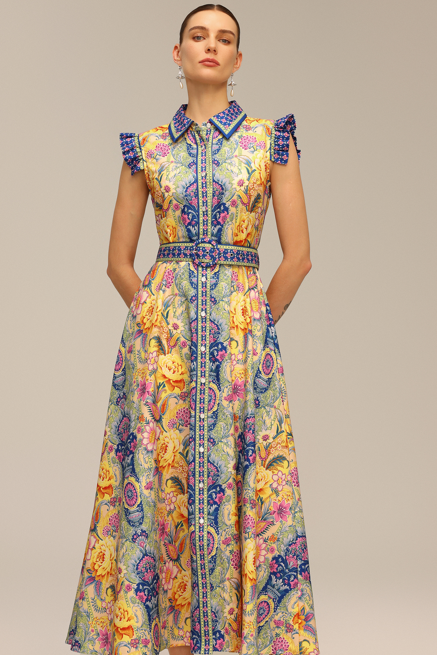 Naida Floral Printed Sleeveless Maxi Dress