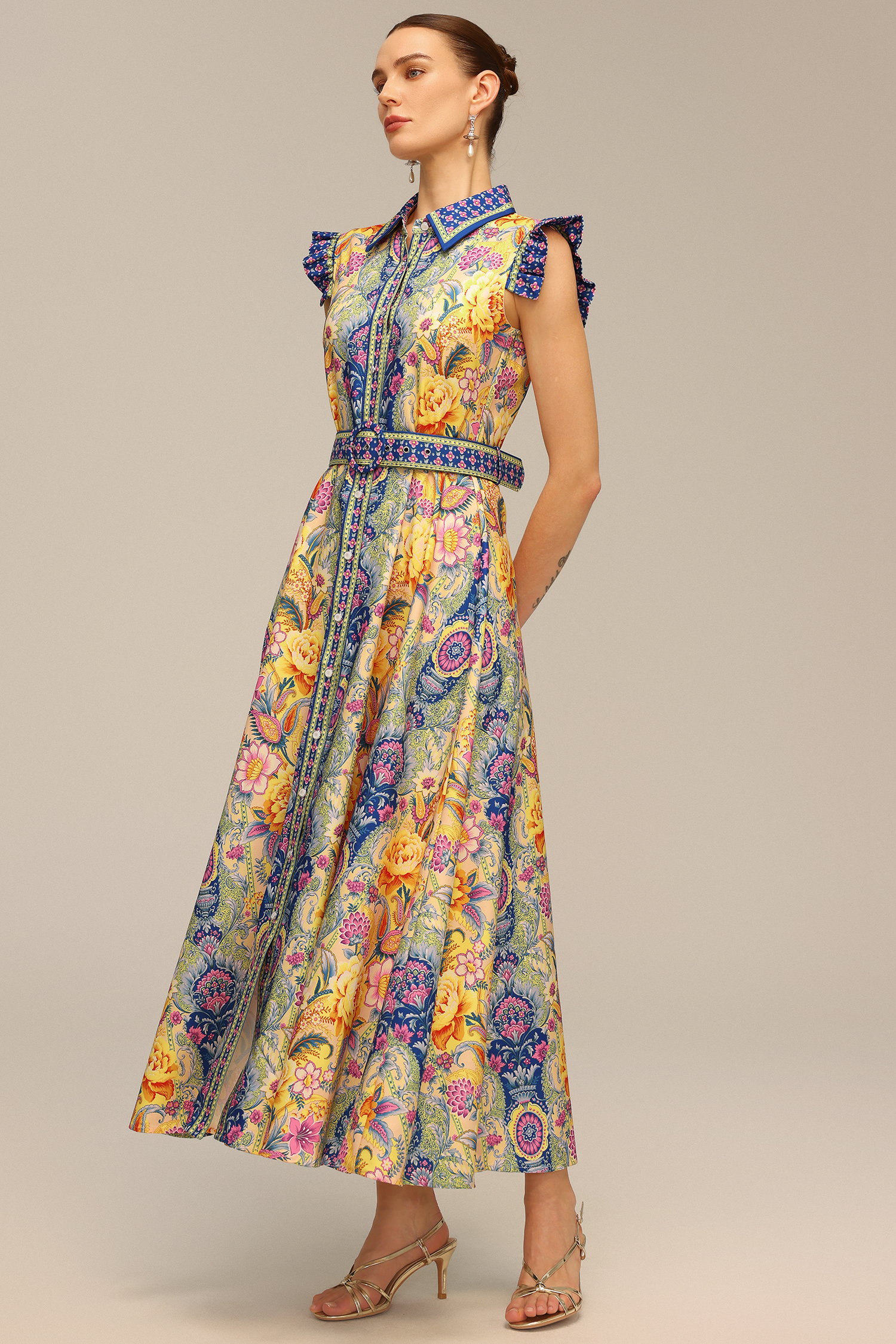 Naida Floral Printed Sleeveless Maxi Dress