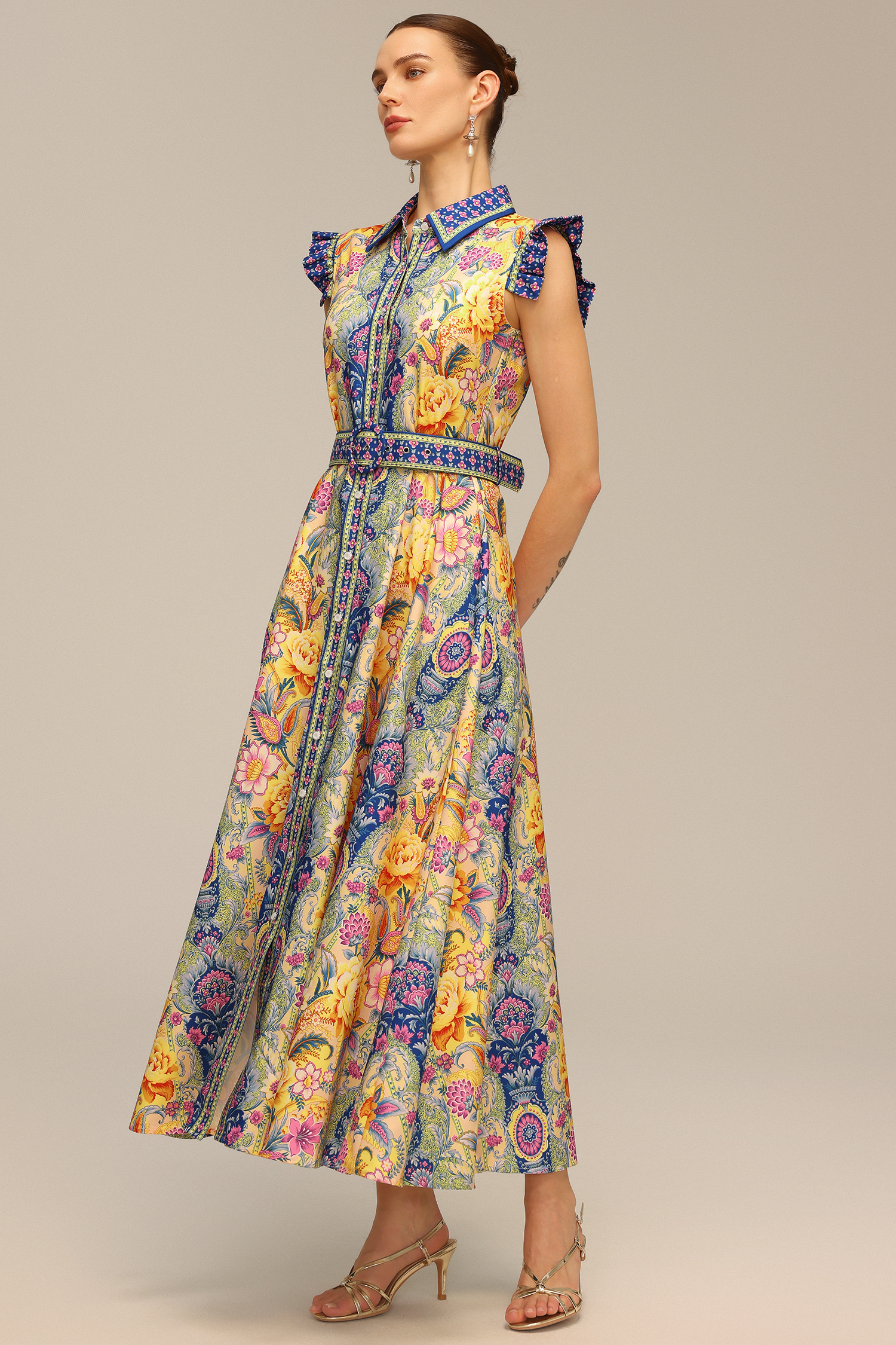 Naida Floral Printed Sleeveless Maxi Dress