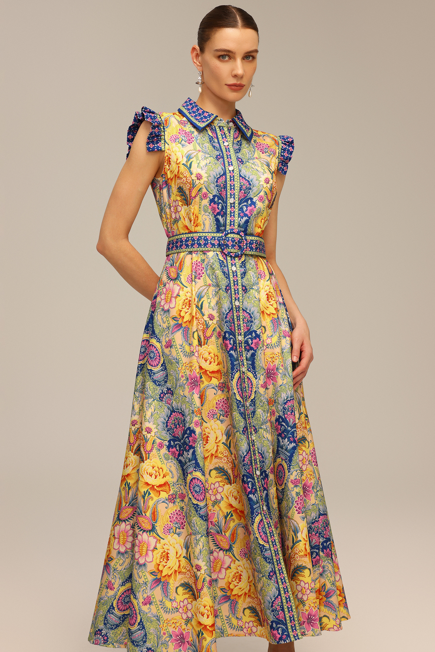 Naida Floral Printed Sleeveless Maxi Dress