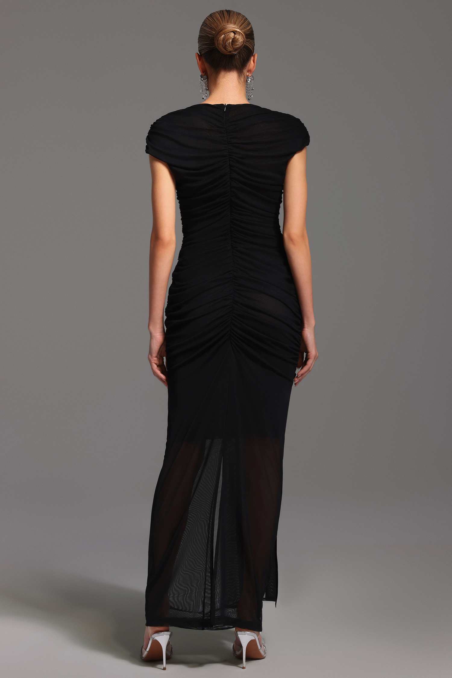 Orana Short Sleeve Fold Hollow Out Maxi Dress