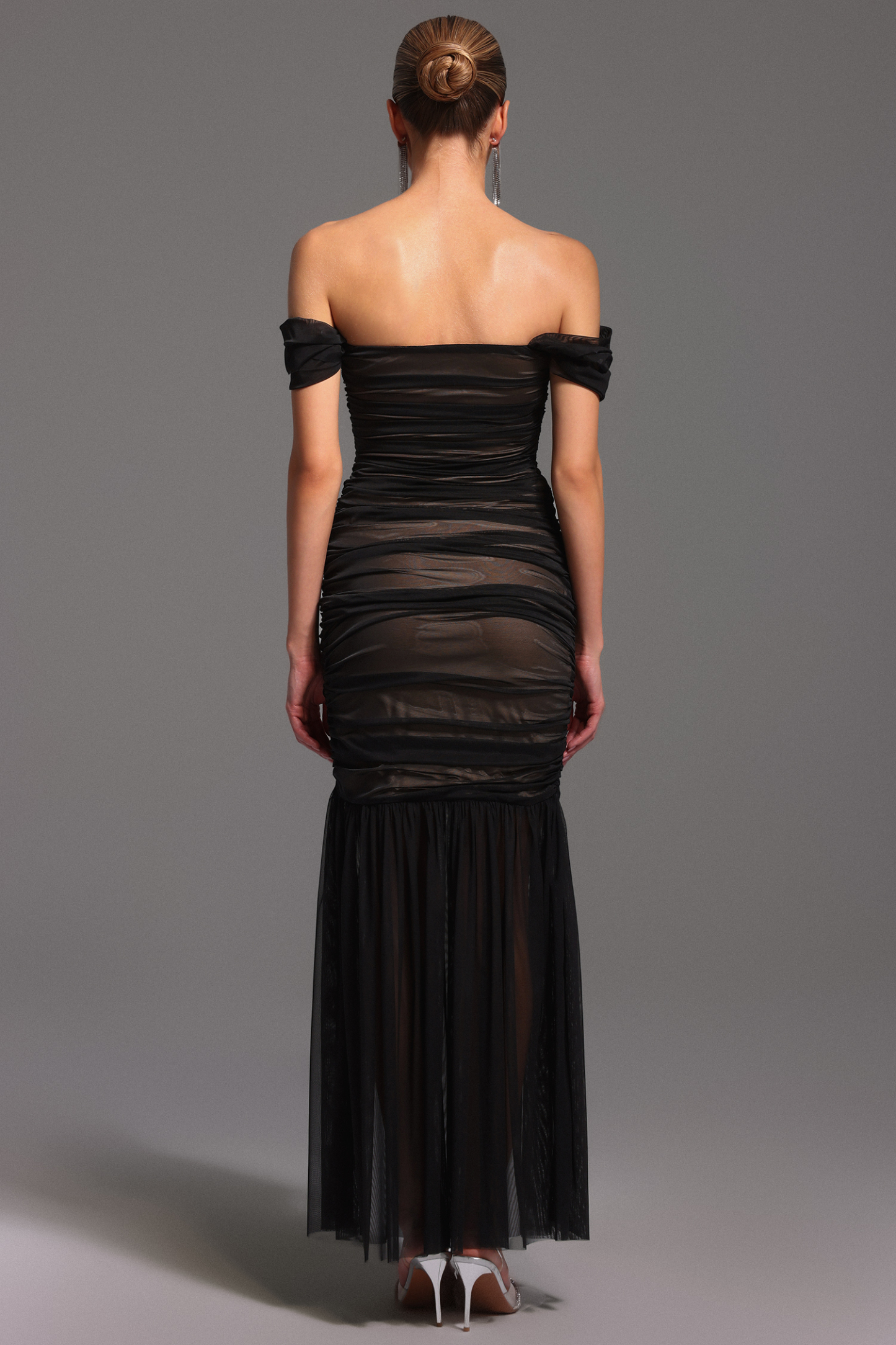 Yoland Off-The-Shoulder Netting Maxi Dress