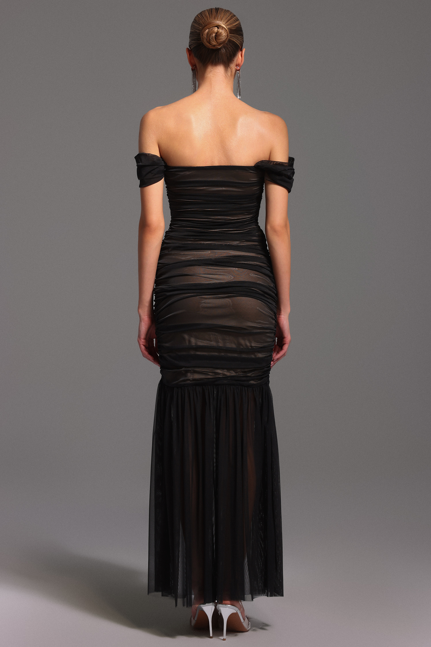 Yoland Off-The-Shoulder Netting Maxi Dress