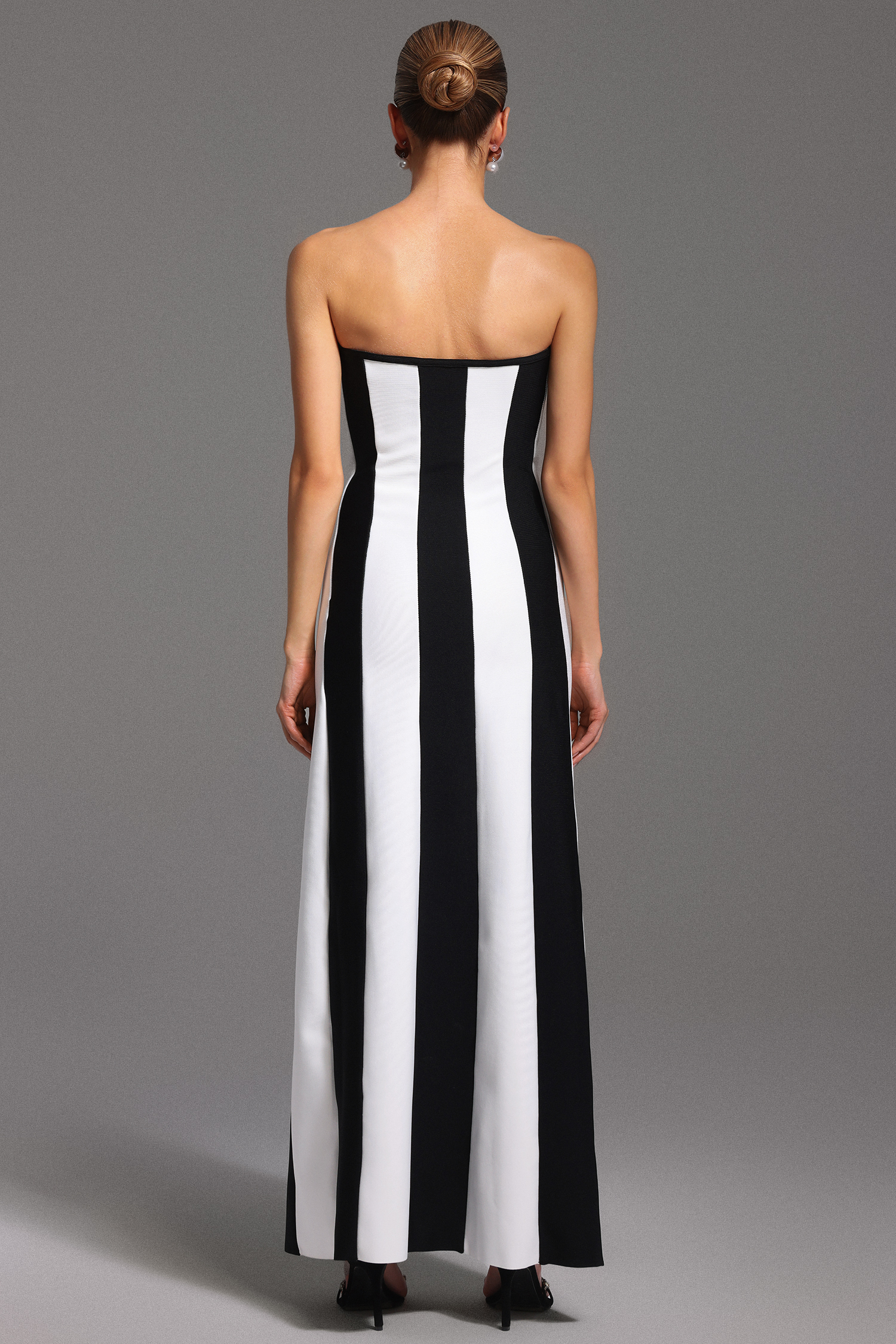 Wenrey Sleeveless Stripe Bandage Maxi Dress