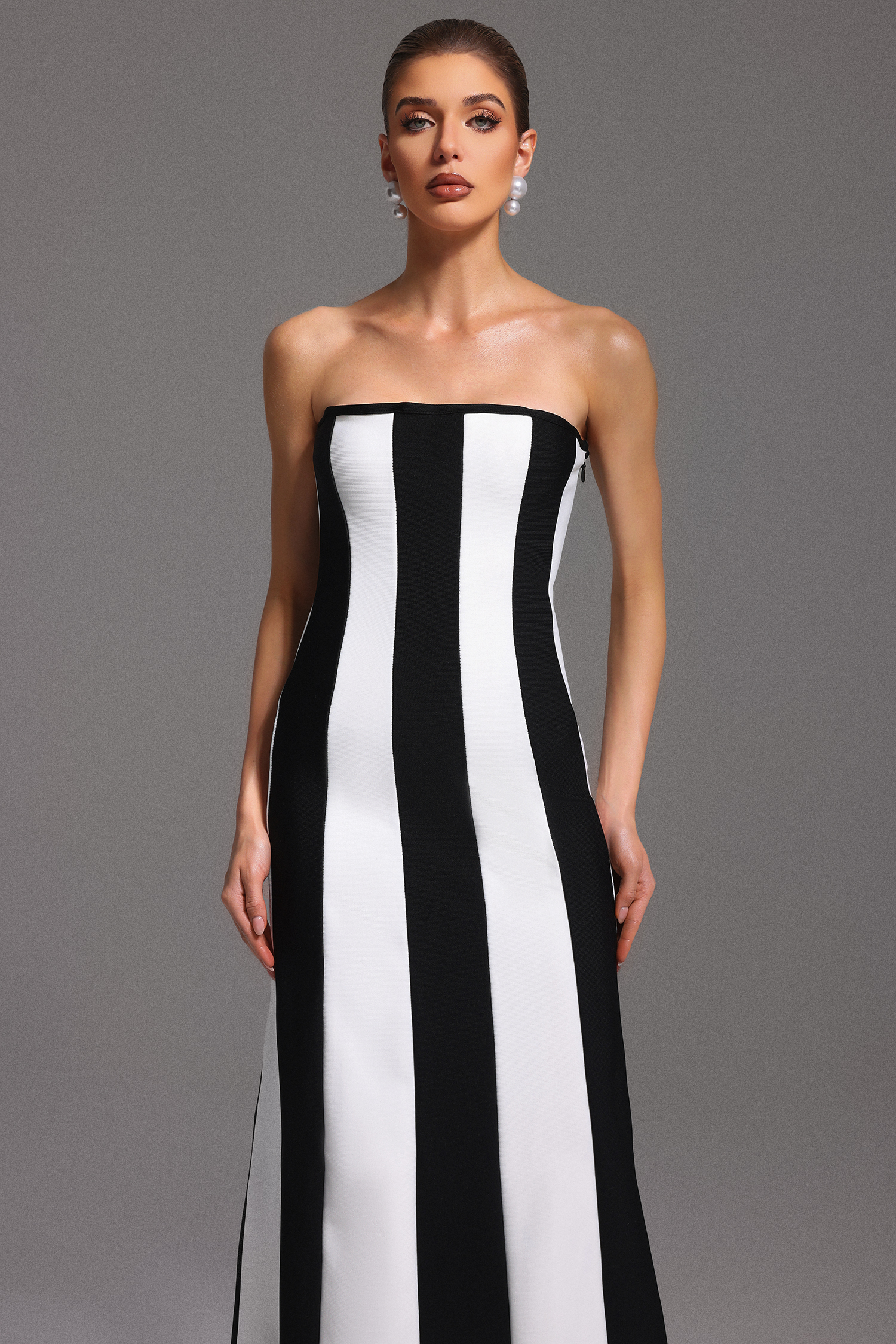 Wenrey Sleeveless Stripe Bandage Maxi Dress