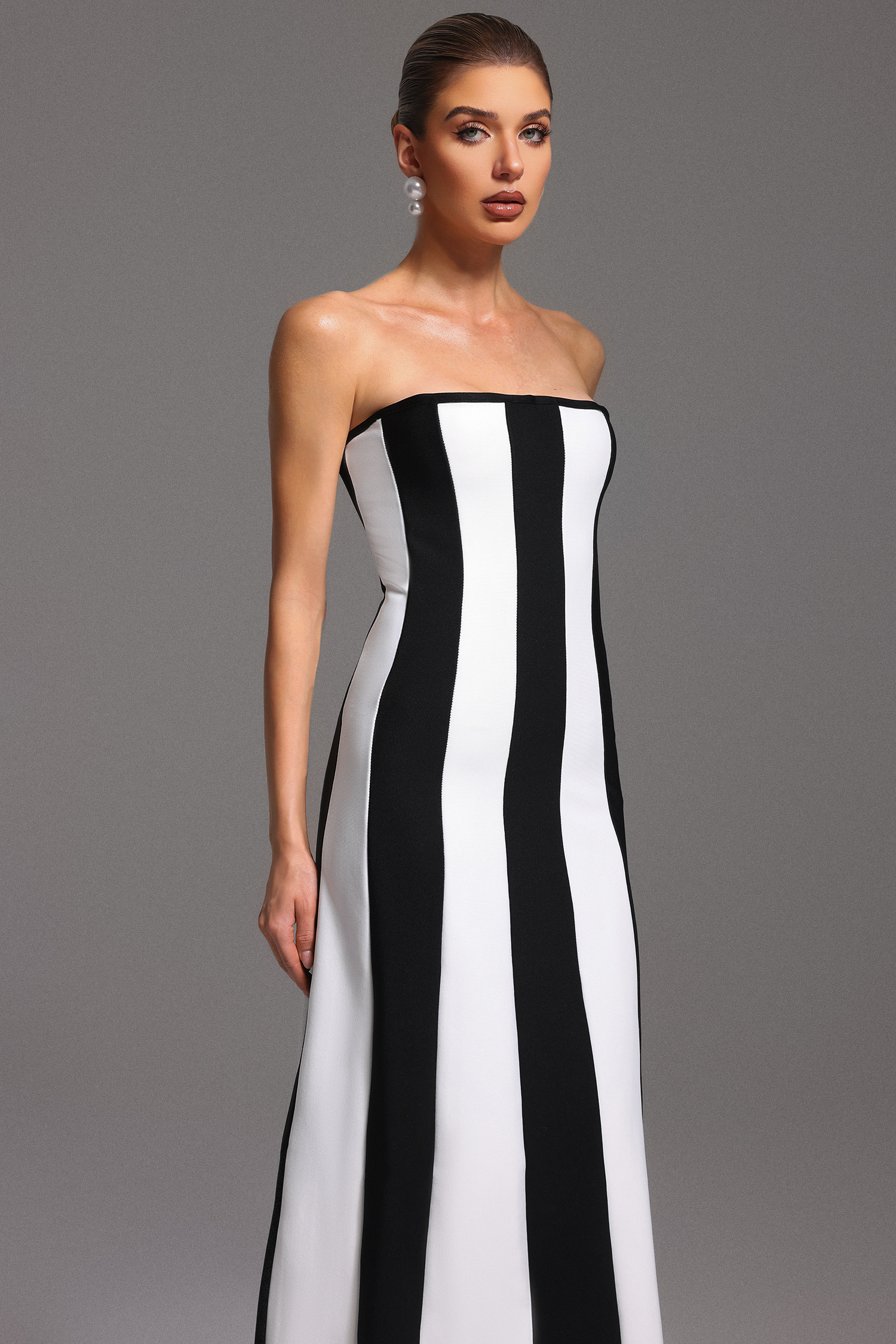 Wenrey Sleeveless Stripe Bandage Maxi Dress