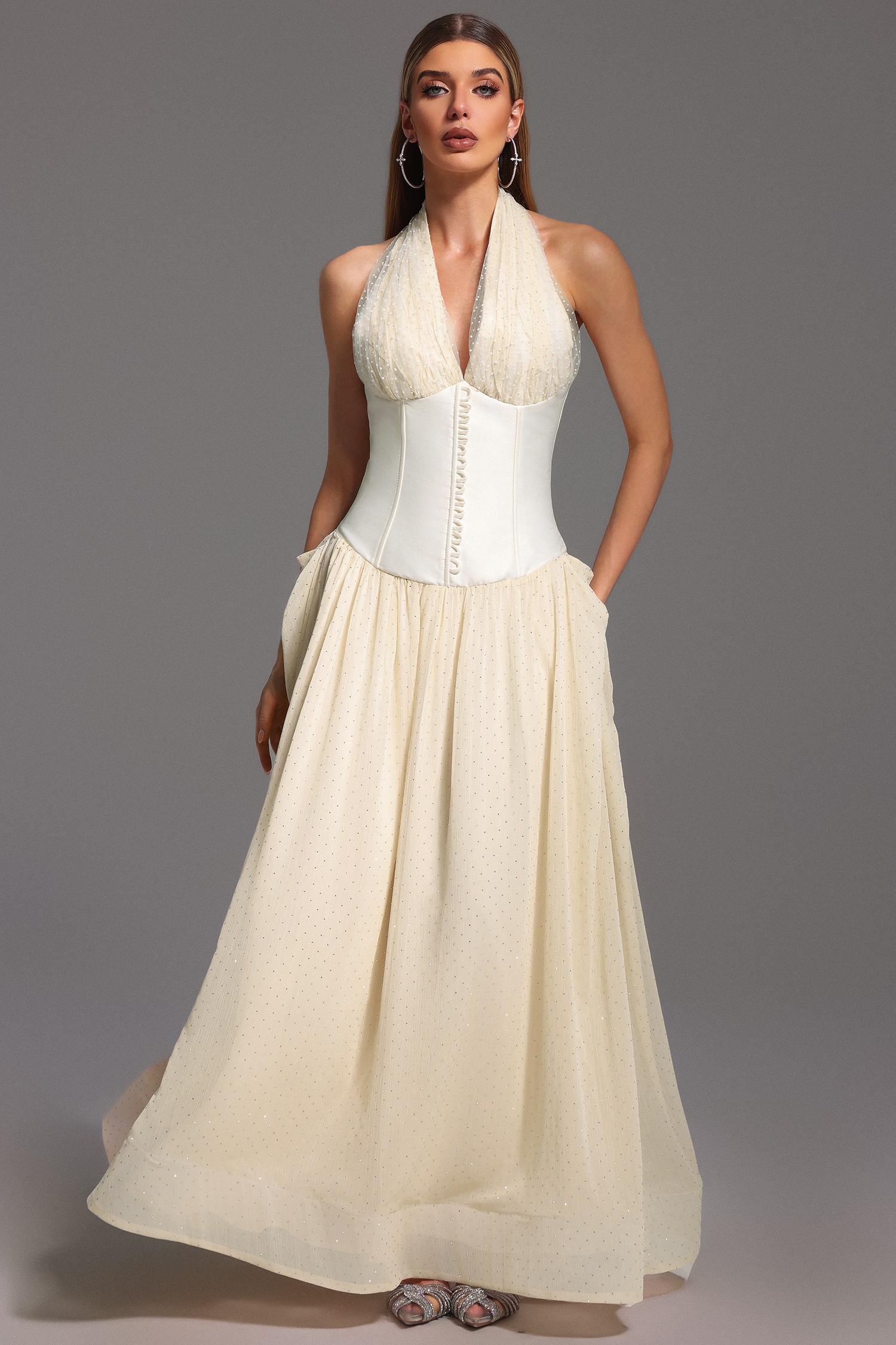 Megan Halter Sleeveless V-Neck Maxi Dress