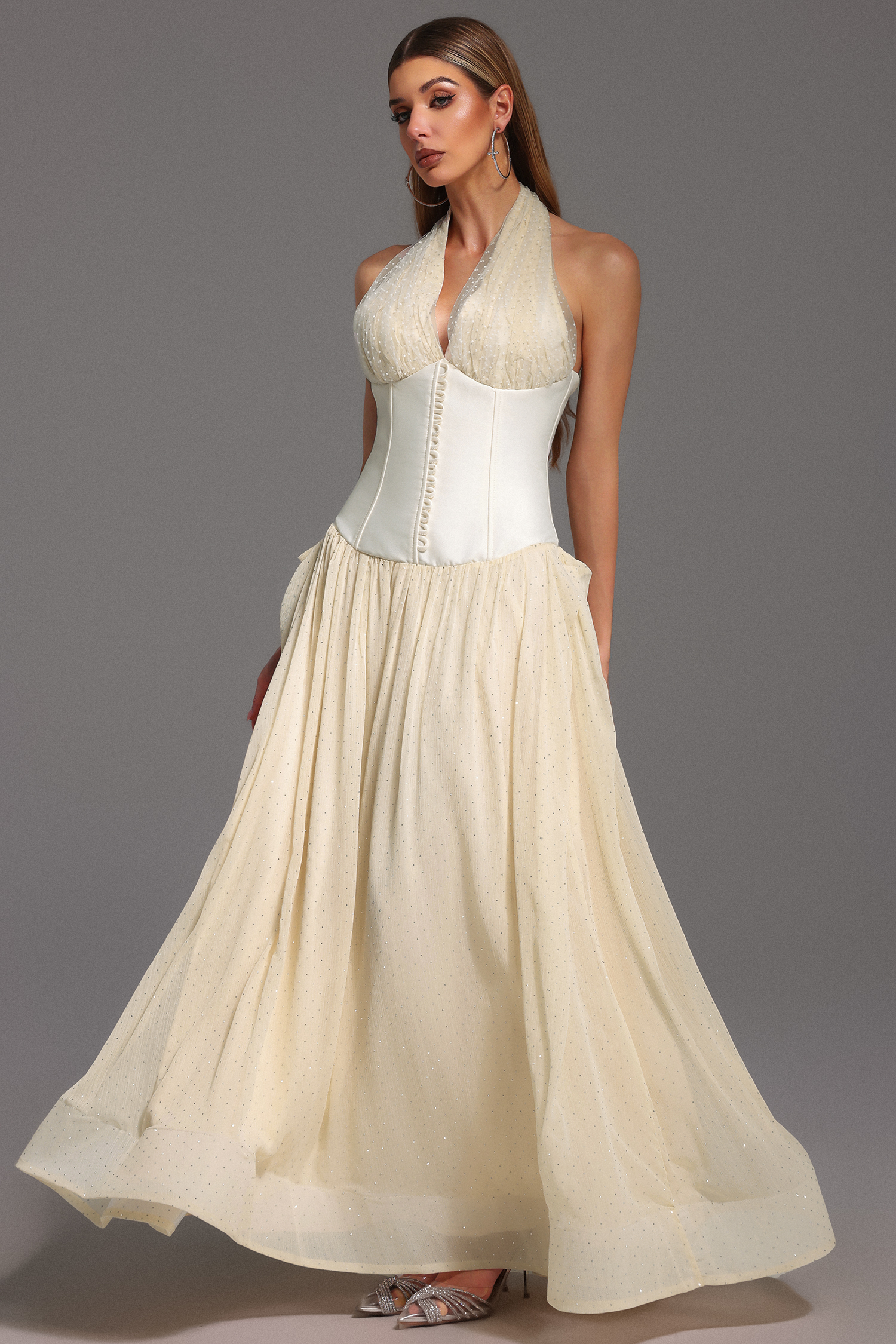 Megan Halter Sleeveless V-Neck Maxi Dress