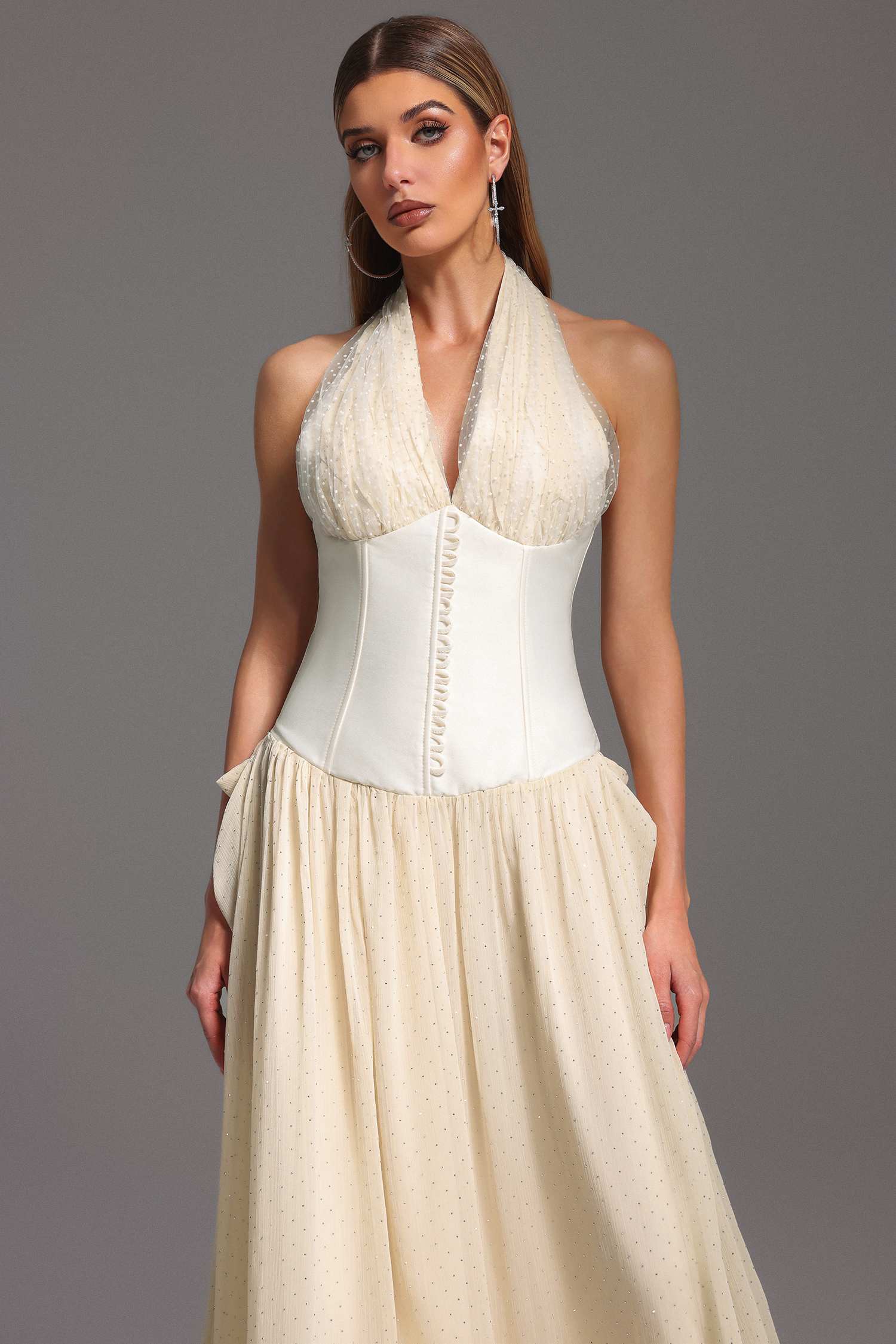 Megan Halter Sleeveless V-Neck Maxi Dress