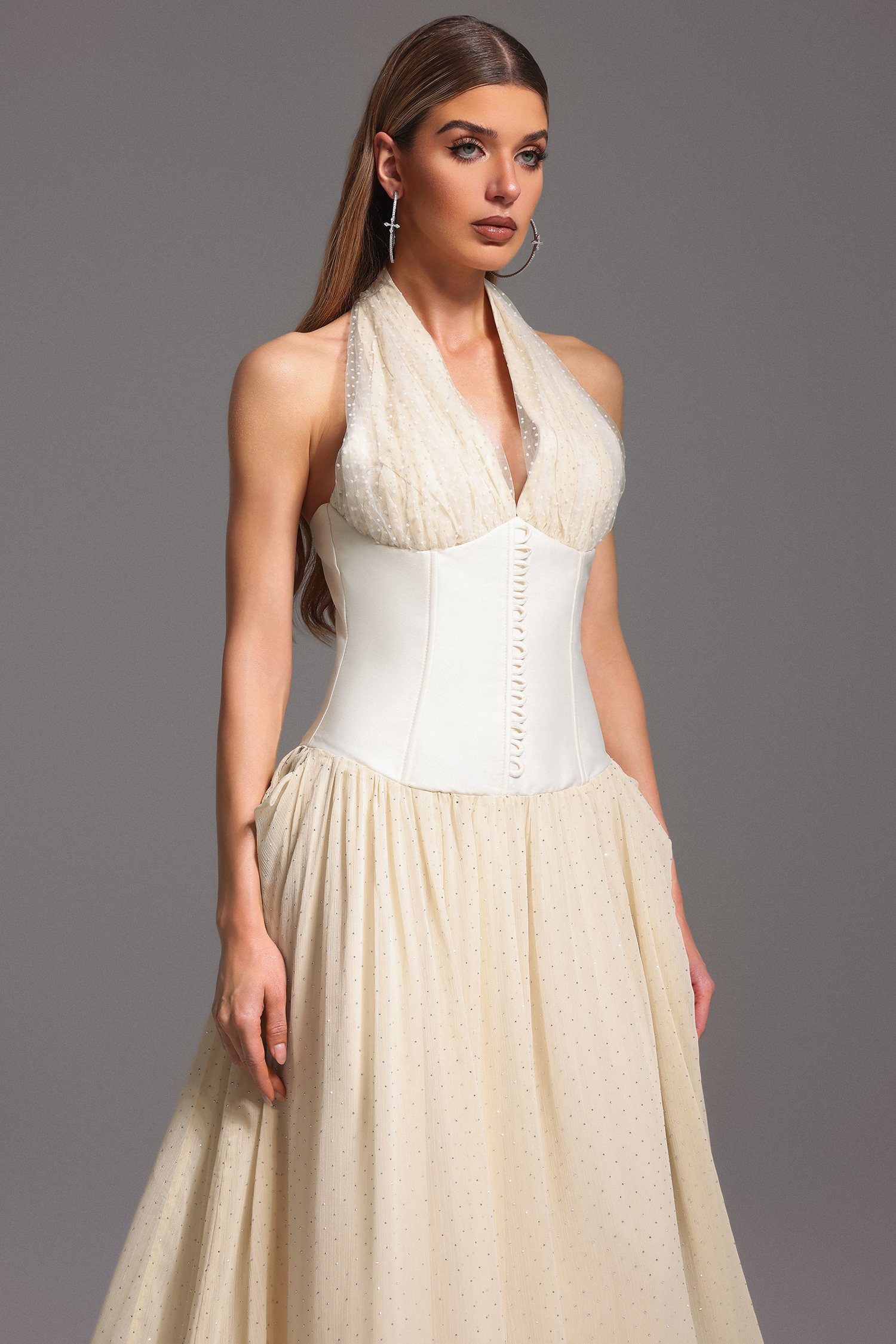 Megan Halter Sleeveless V-Neck Maxi Dress