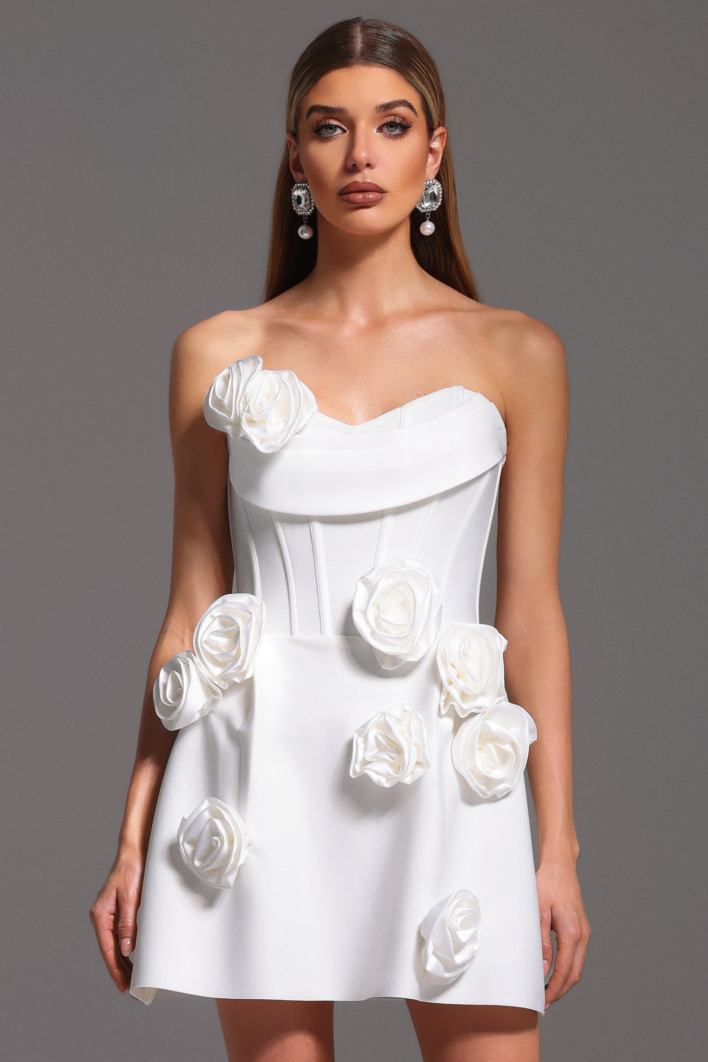 Jolie Sleeveless Flowers Bandage Mini Dress