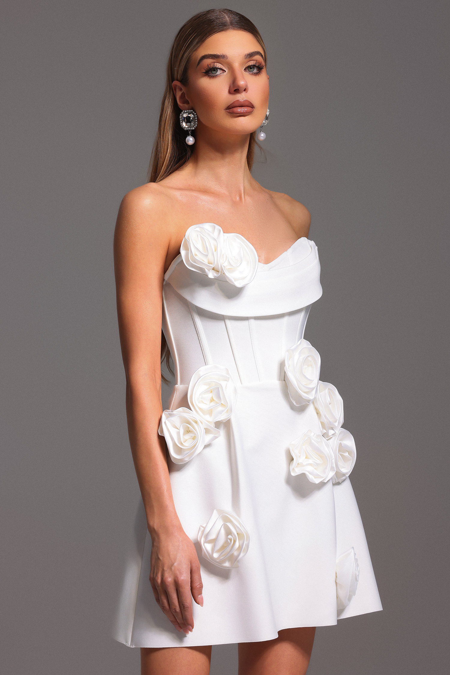 Jolie Sleeveless Flowers Bandage Mini Dress