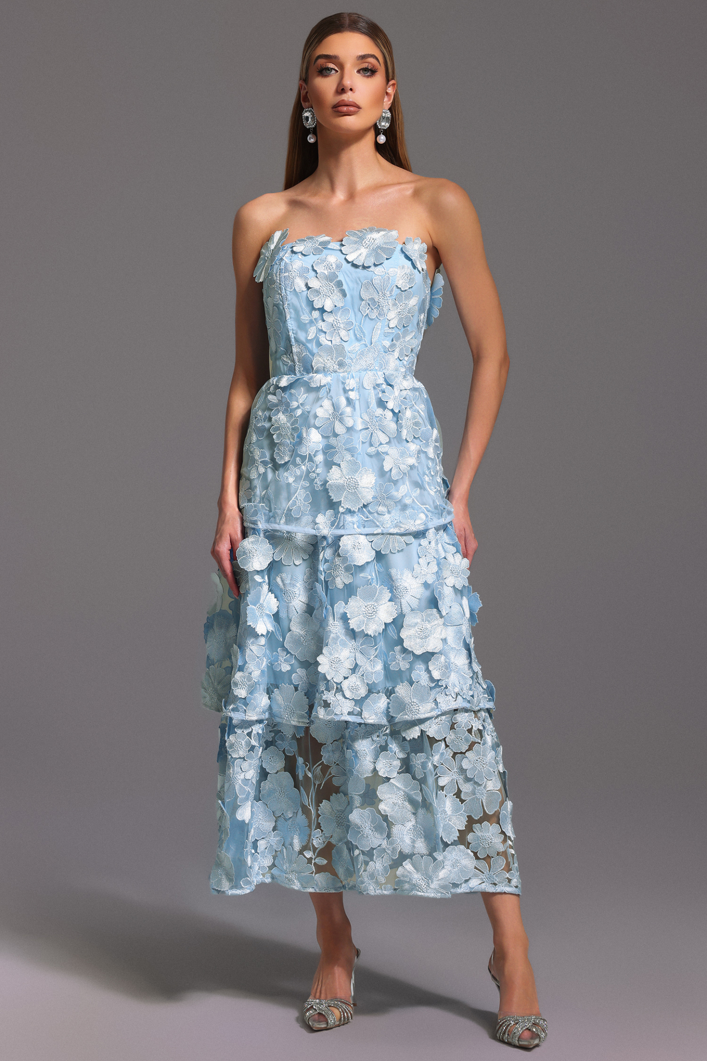 Keeli Off-The-Shoulder Flowers Maxi Dress