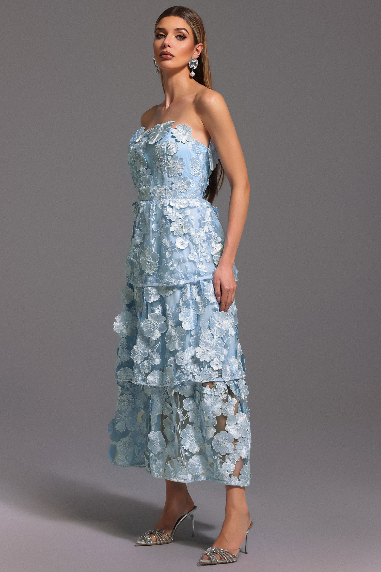 Keeli Off-The-Shoulder Flowers Maxi Dress