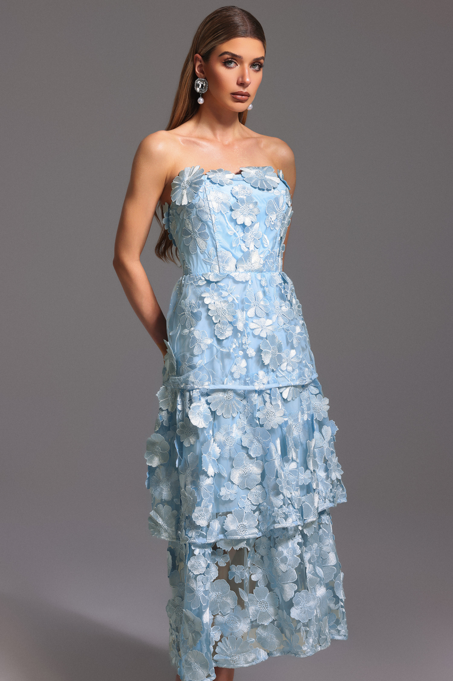 Keeli Off-The-Shoulder Flowers Maxi Dress