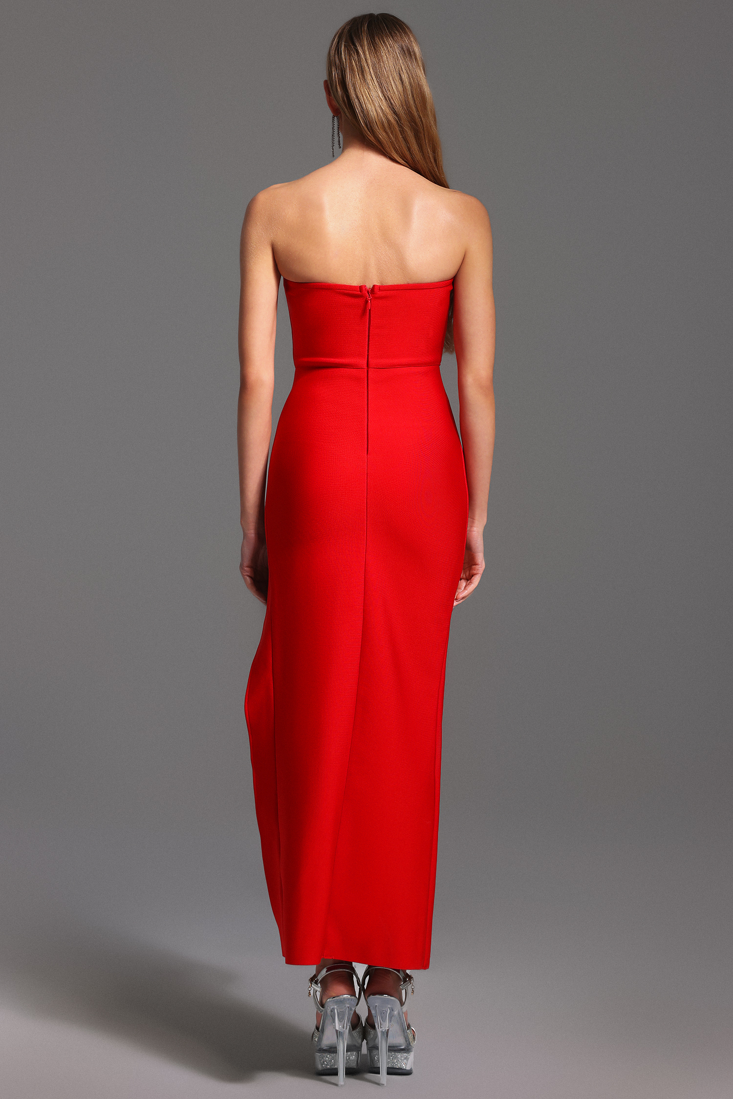 Evelina Sleeveless Diamond Slit Bandage Maxi Dress