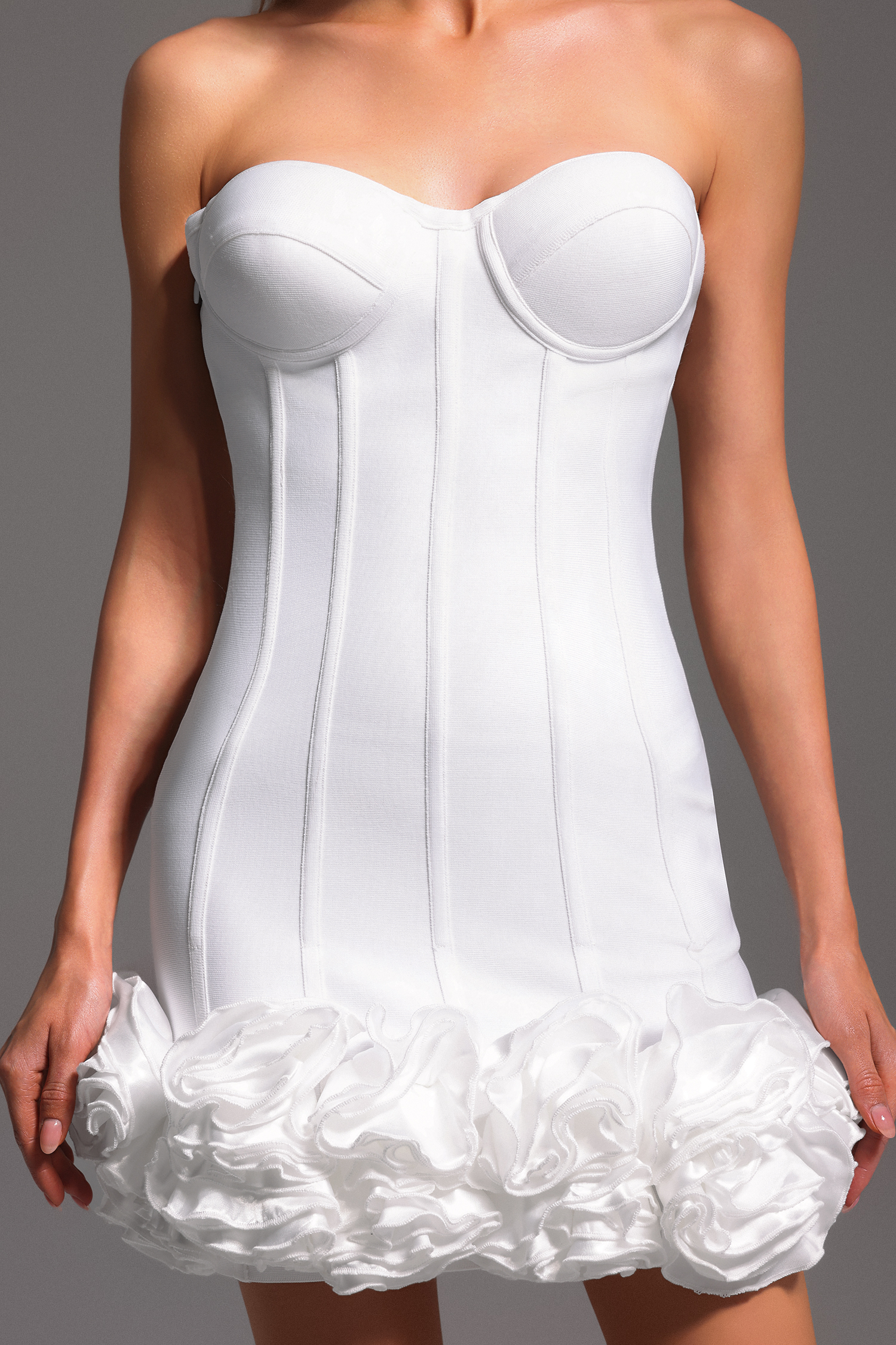 Hailey Sleeveless Fishbone Flowers Bandage Mini Dress