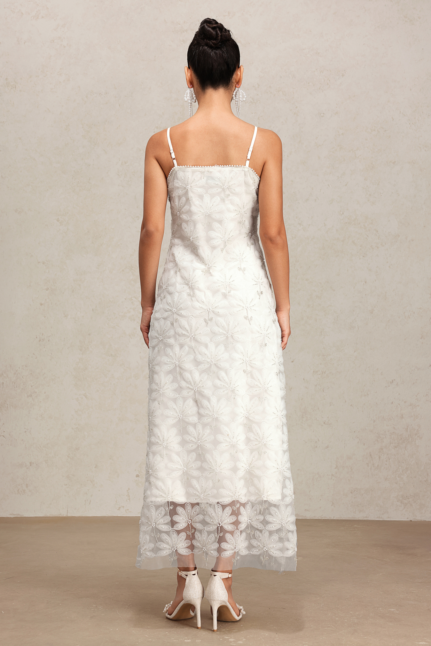 Diana Flowers Diamond Halter Lace Maxi Dress