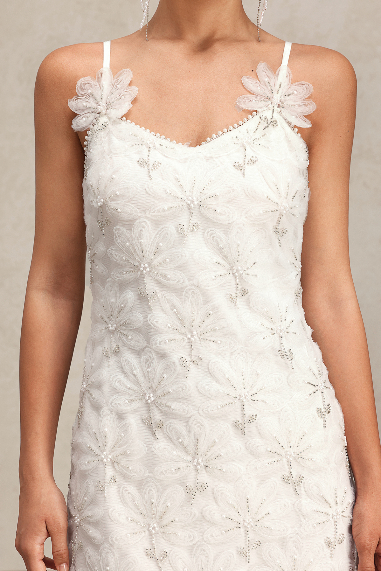 Diana Flowers Diamond Halter Lace Maxi Dress