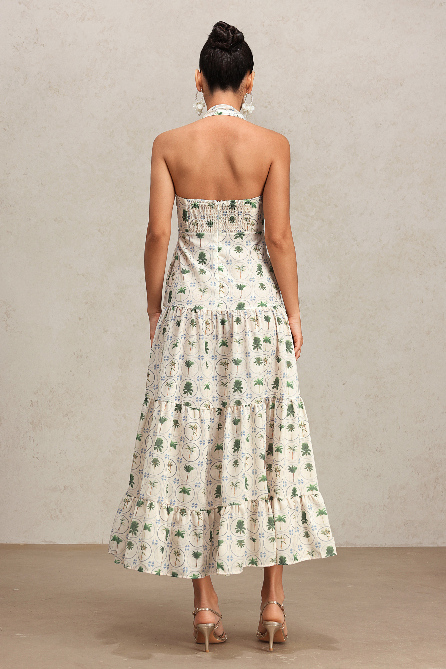 Lydda Halter Floral Printed Maxi Dress