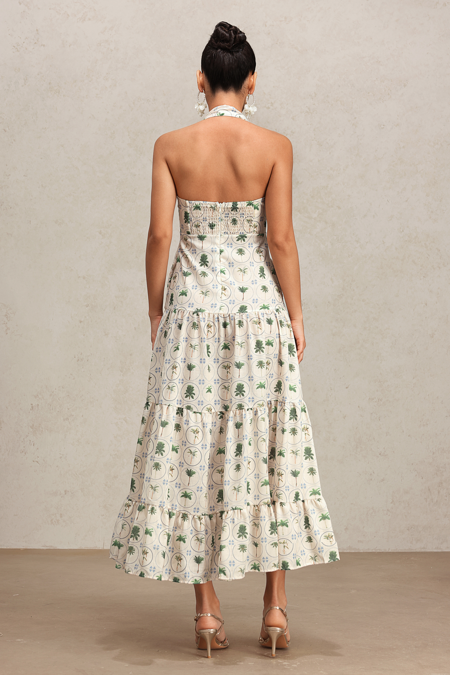 Lydda Halter Floral Printed Maxi Dress