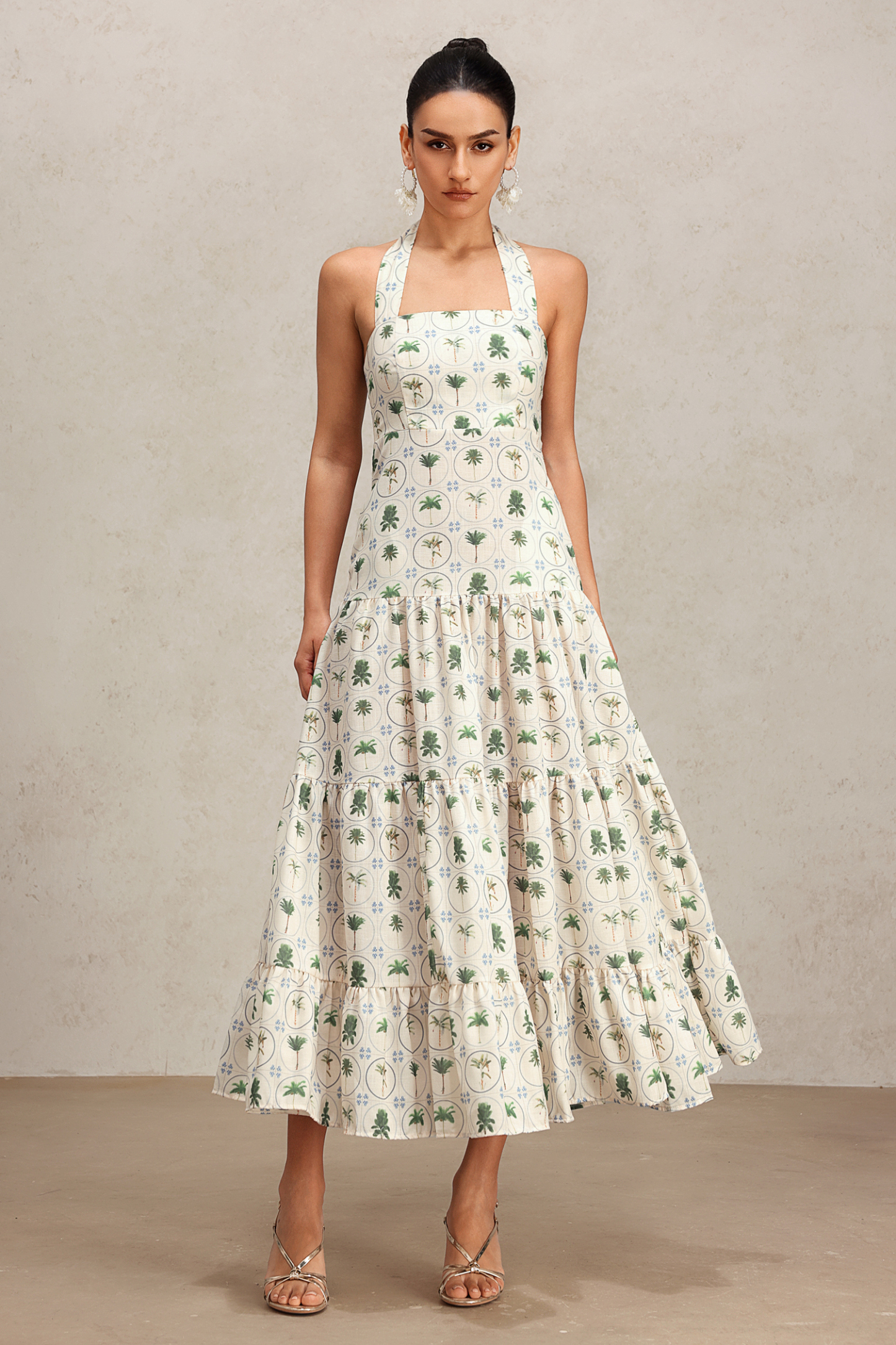 Lydda Halter Floral Printed Maxi Dress