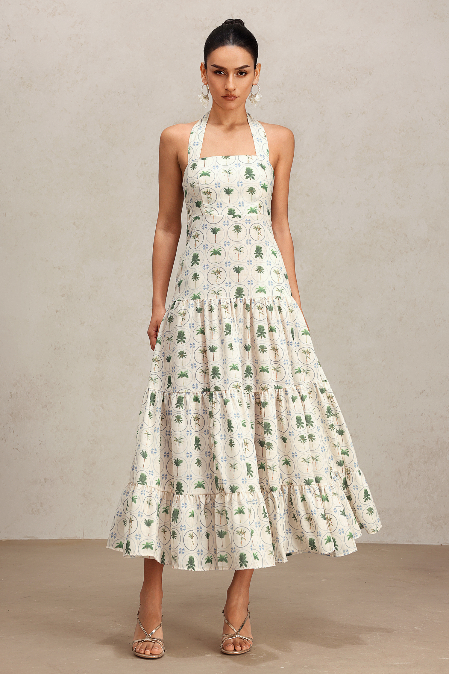 Lydda Halter Floral Printed Maxi Dress