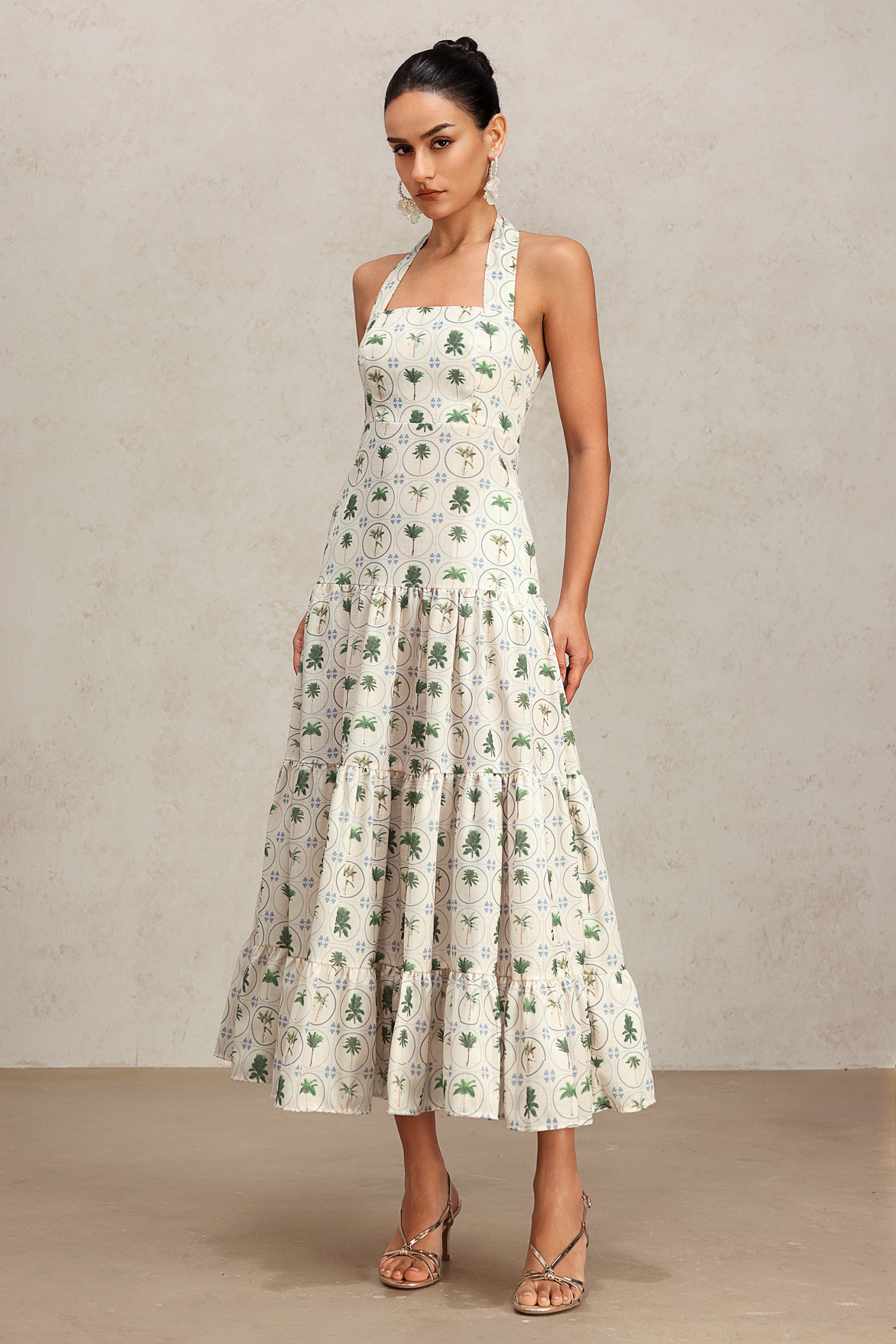 Lydda Halter Floral Printed Maxi Dress