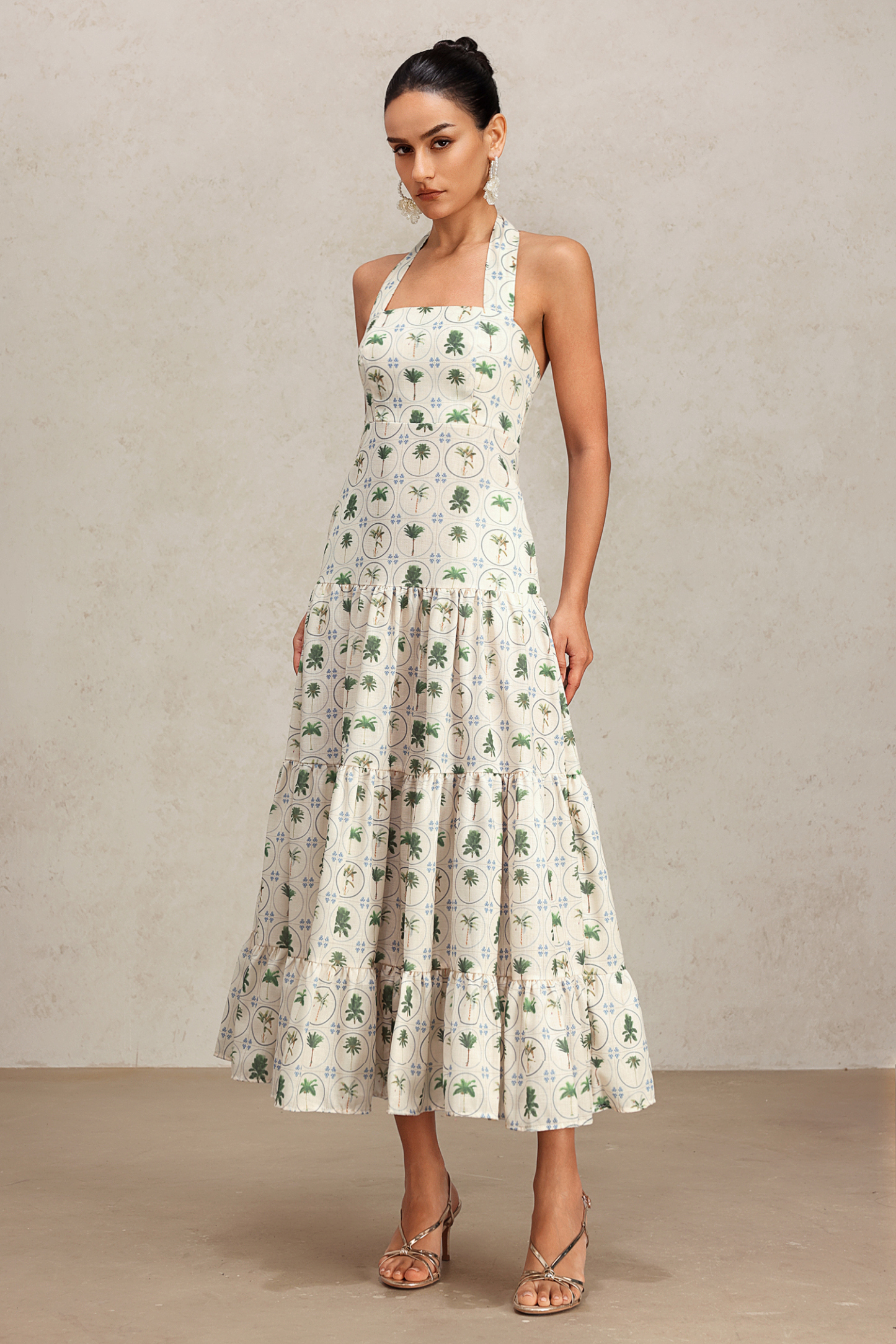 Lydda Halter Floral Printed Maxi Dress