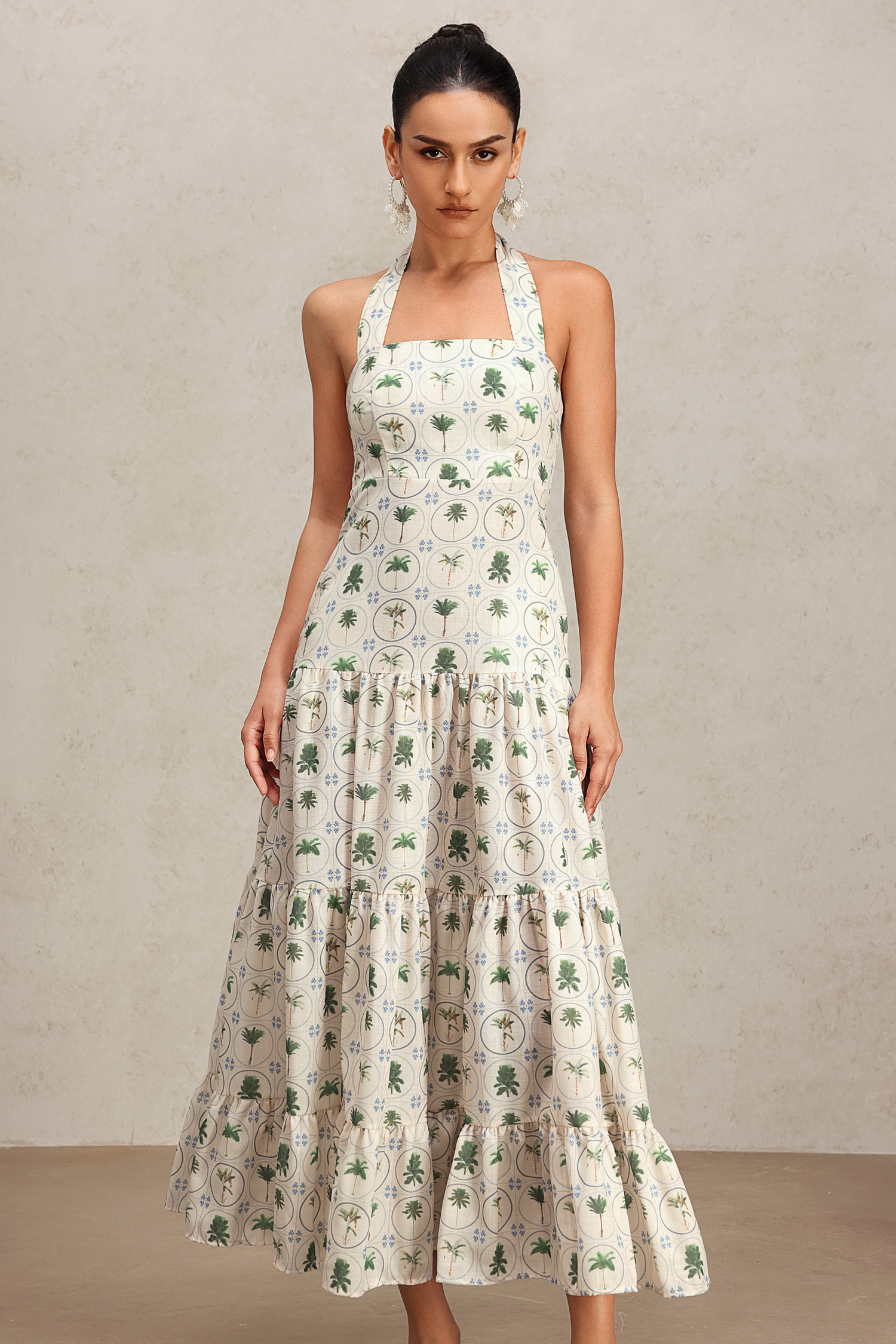 Lydda Halter Floral Printed Maxi Dress