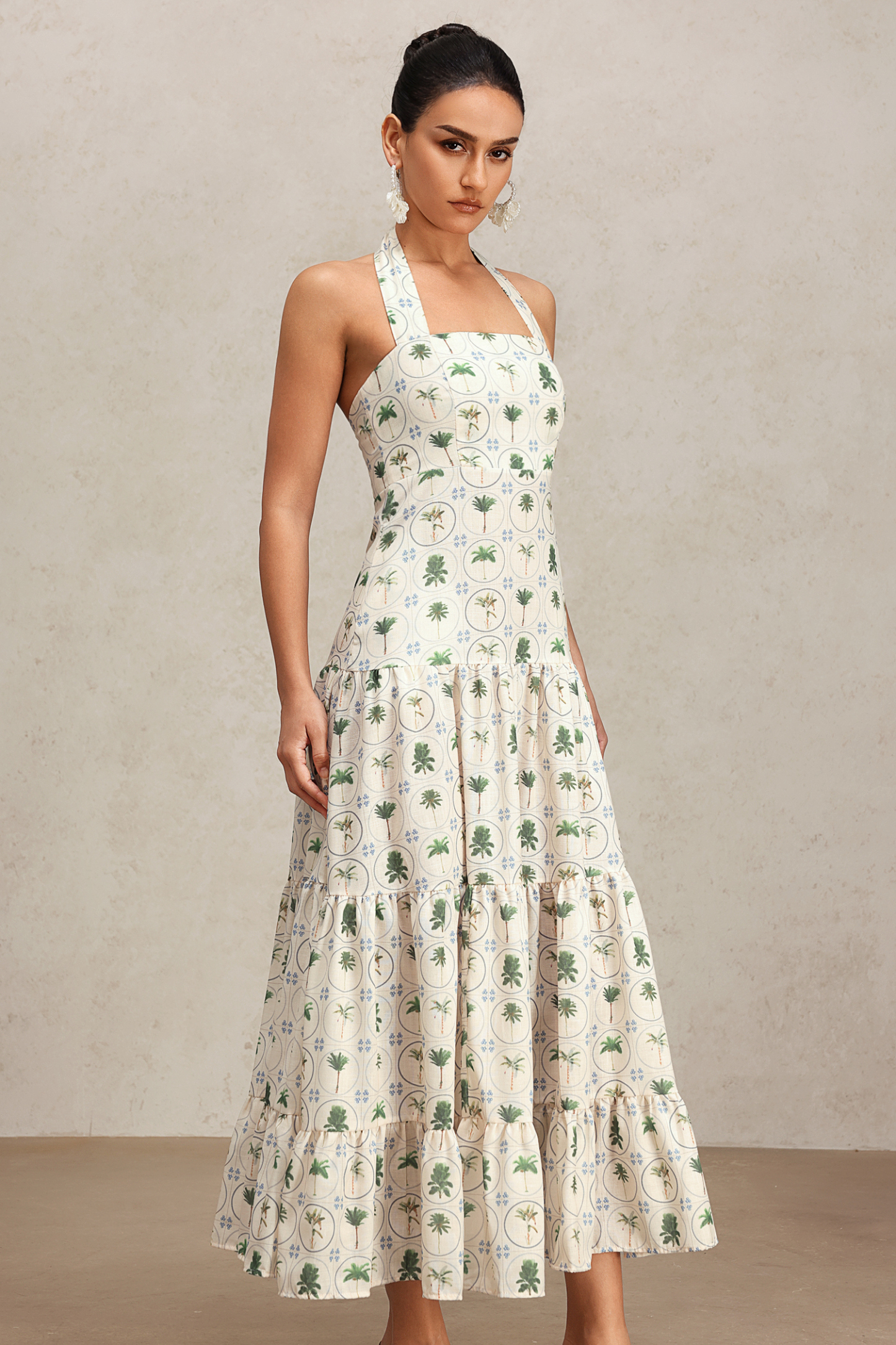 Lydda Halter Floral Printed Maxi Dress