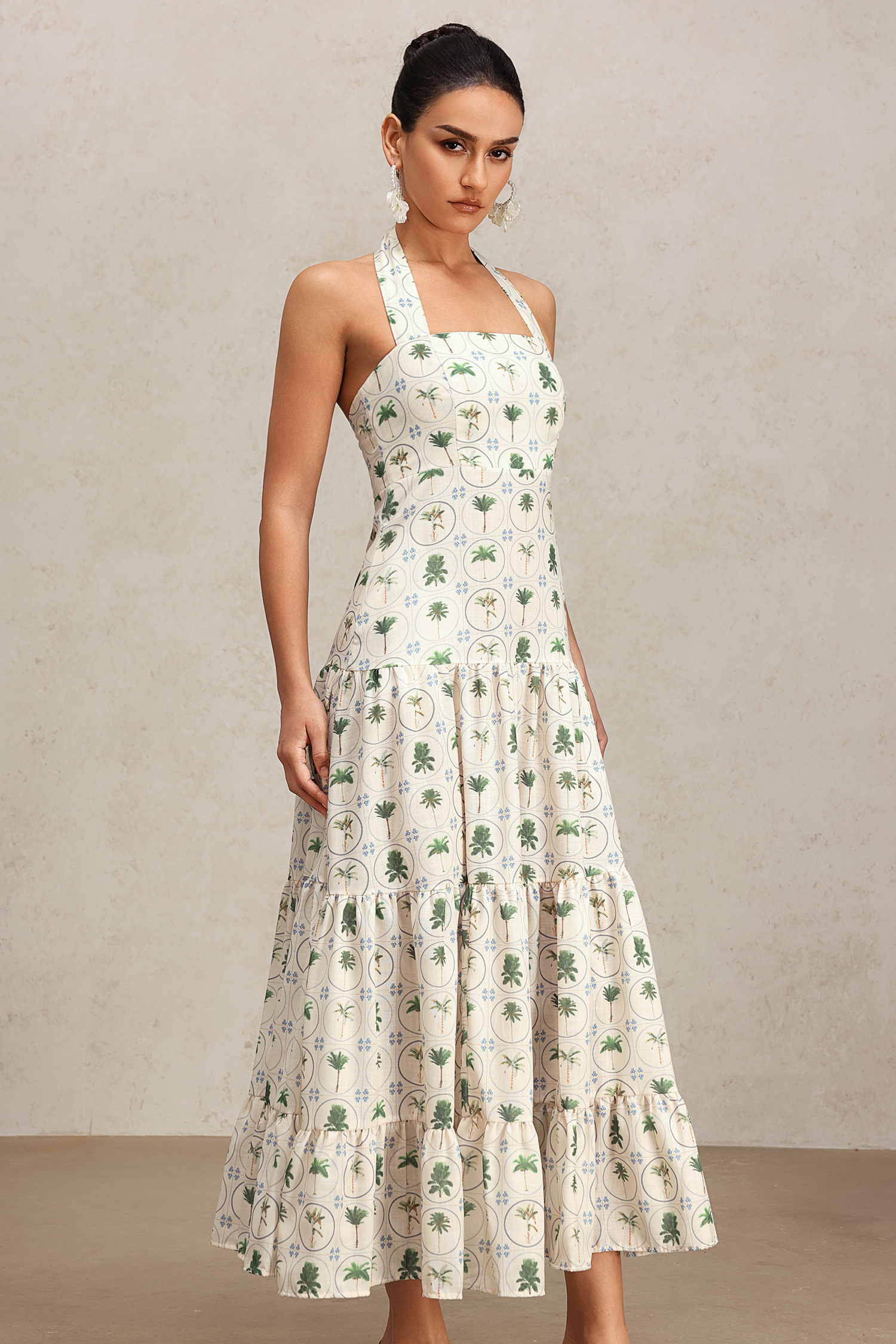Lydda Halter Floral Printed Maxi Dress
