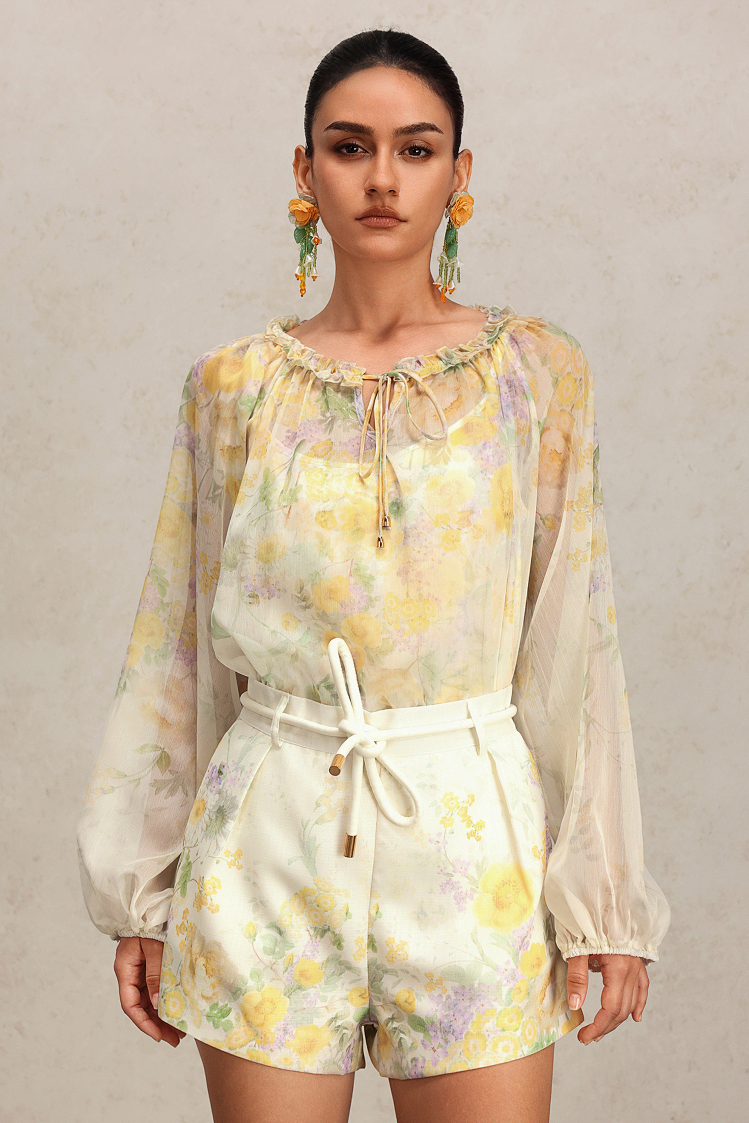 Millipin Floral Printed Top And Shorts Two-Piece Set